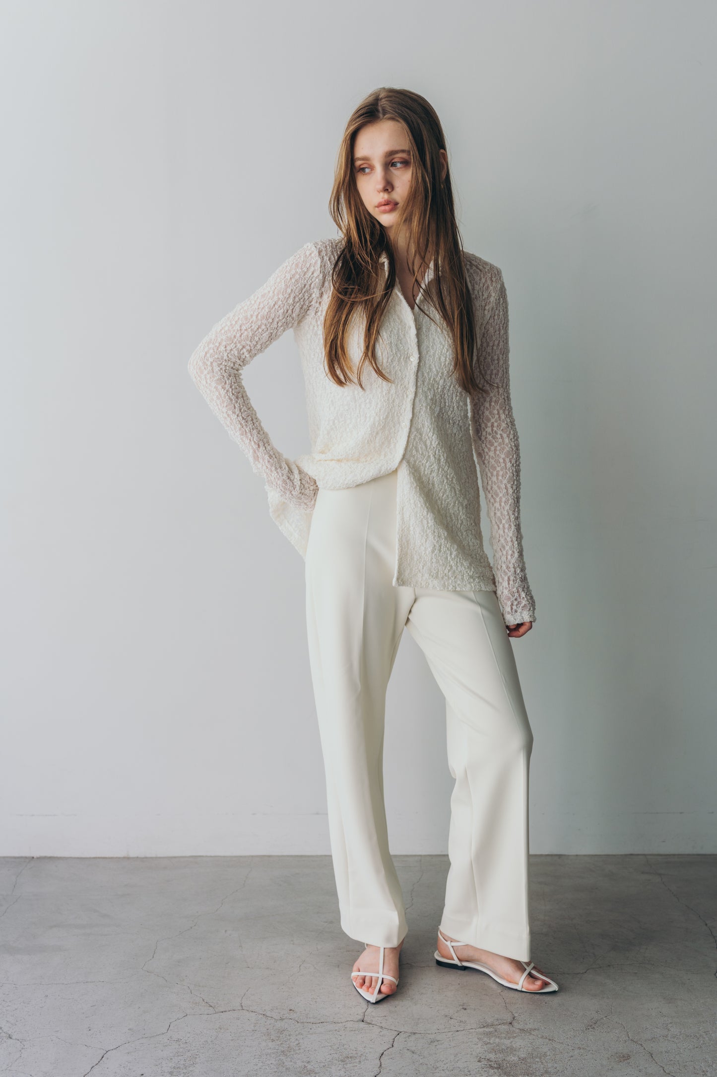 Satin wide pants - White