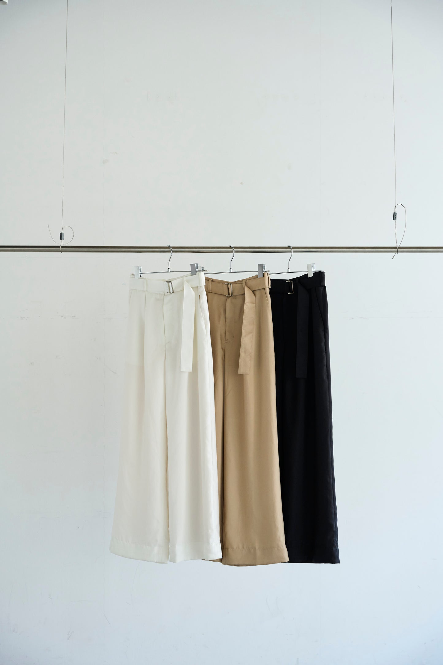Satin wide pants - beige