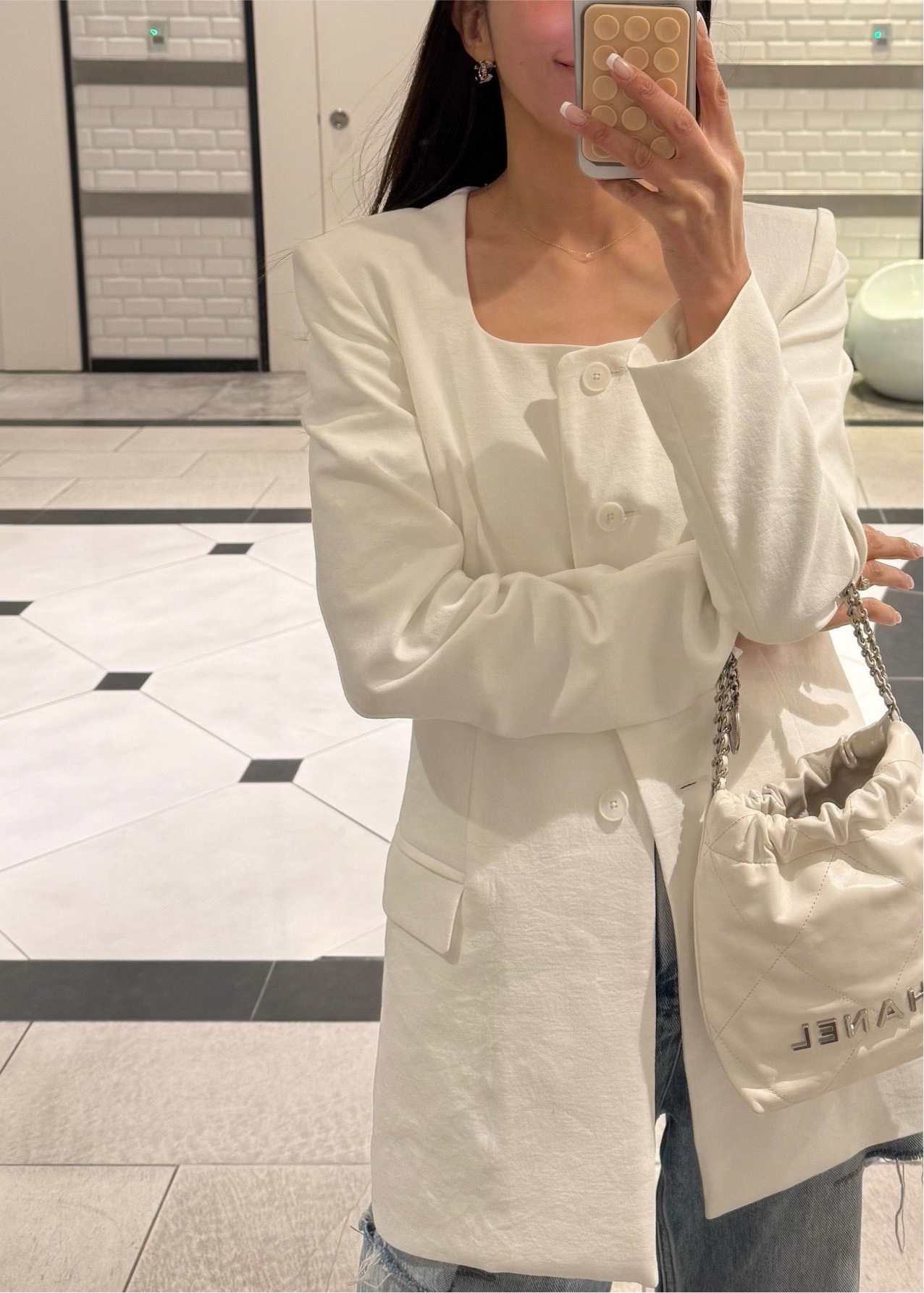 【即納】Lady handsome jacket（White）