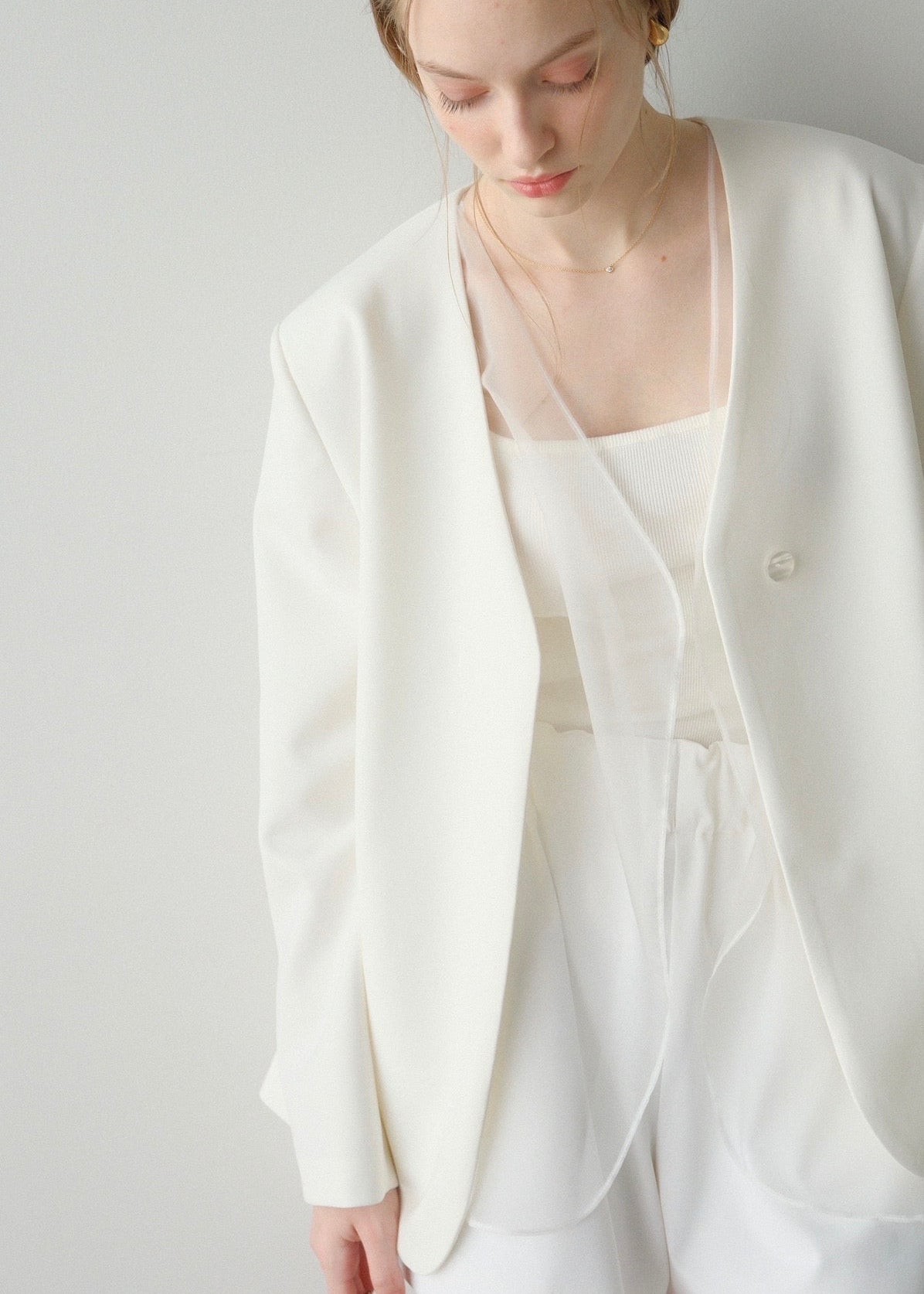 Lady organdy layered jacket / white