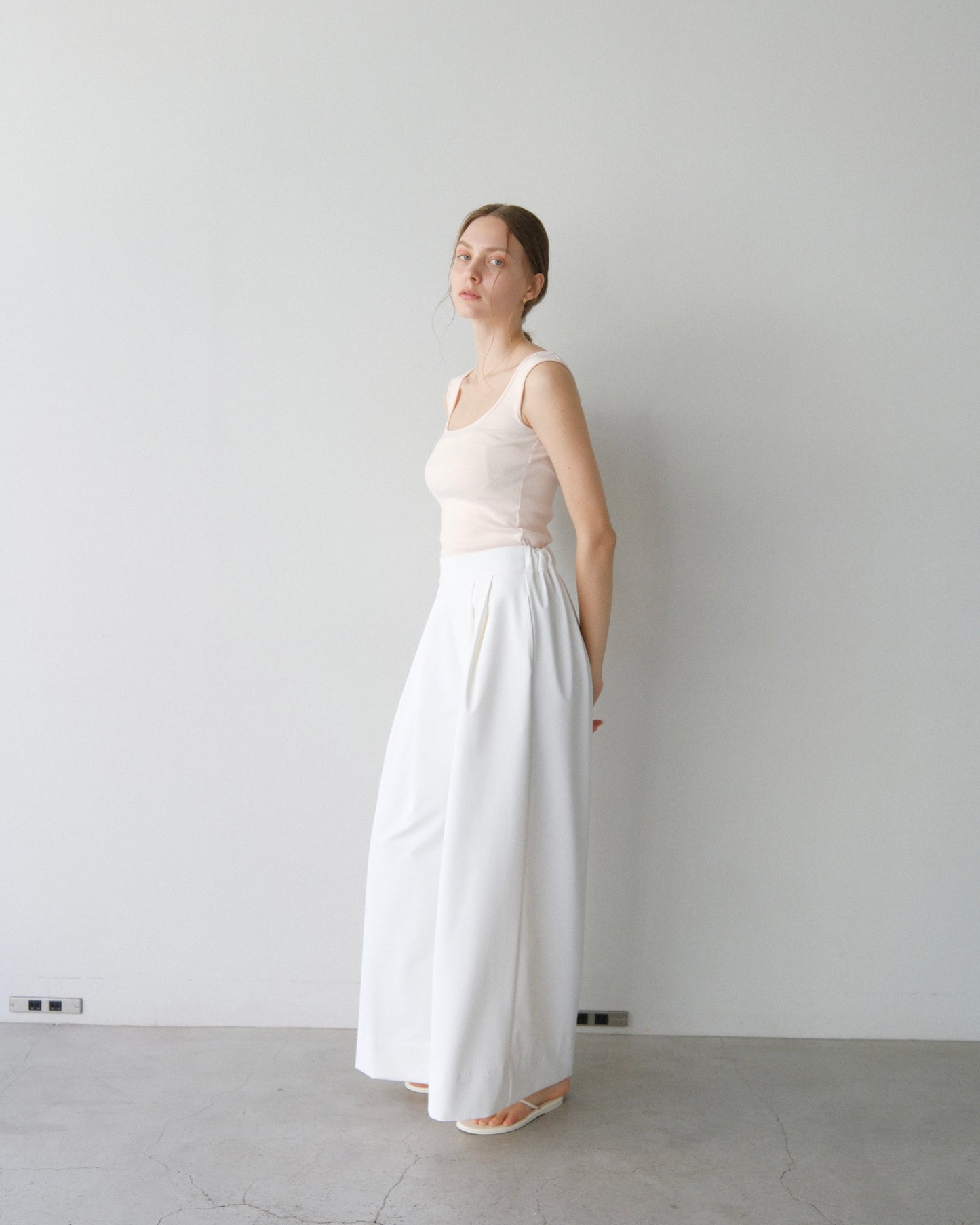 撥水wide pants - white