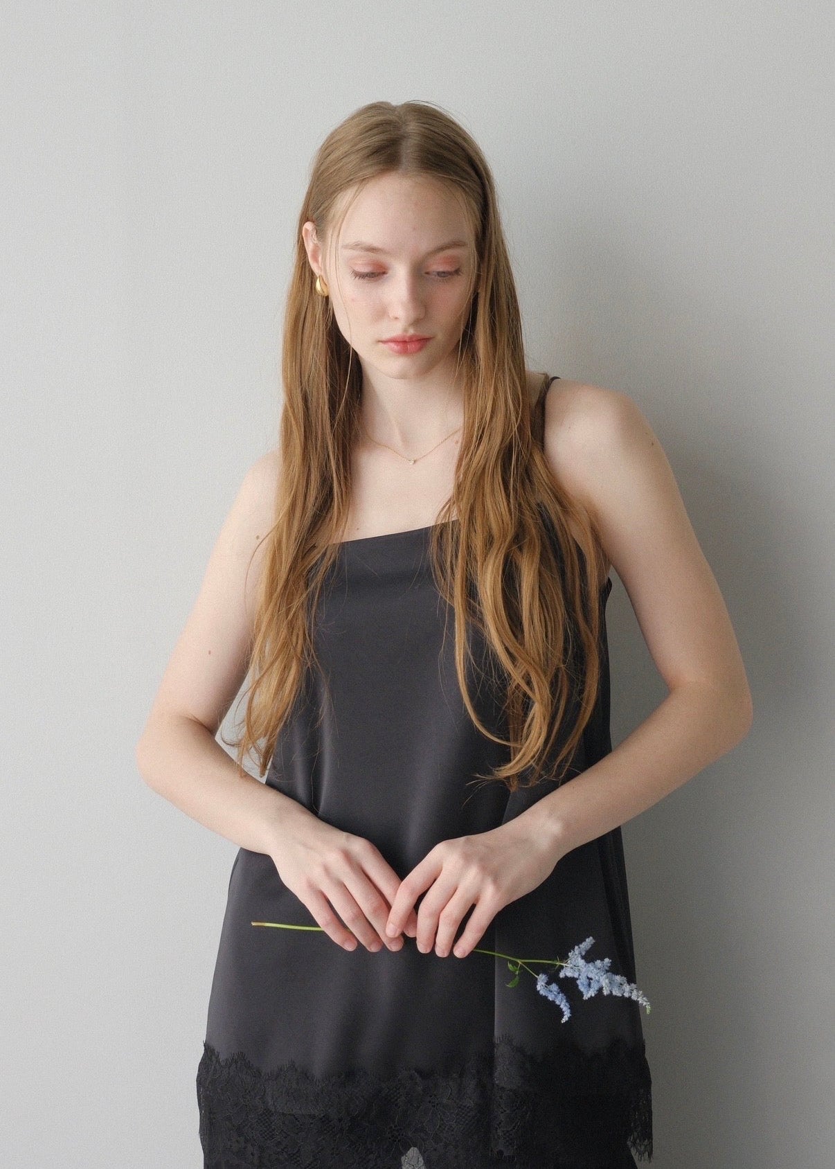 Satin lace camisole /Black