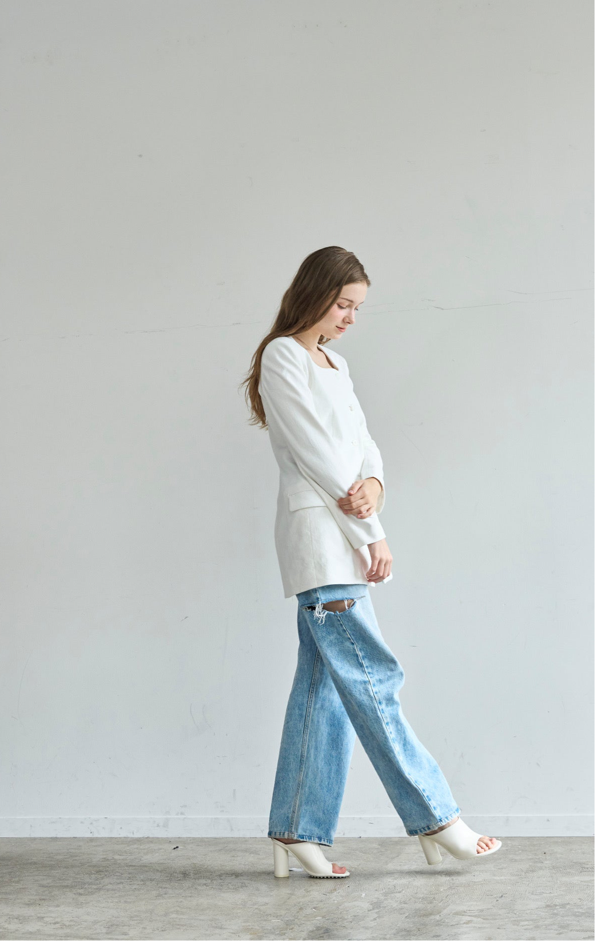 【即納】Lady handsome jacket（White）