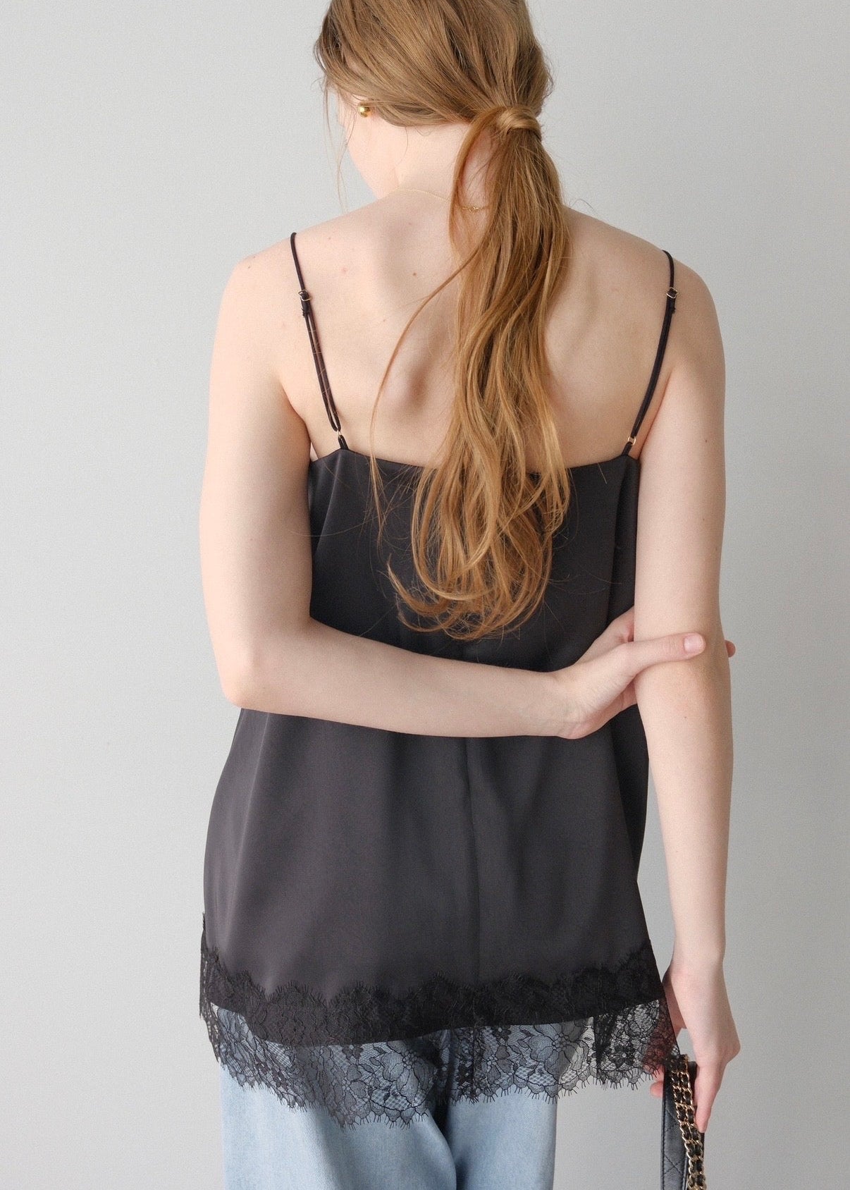 Satin lace camisole /Black