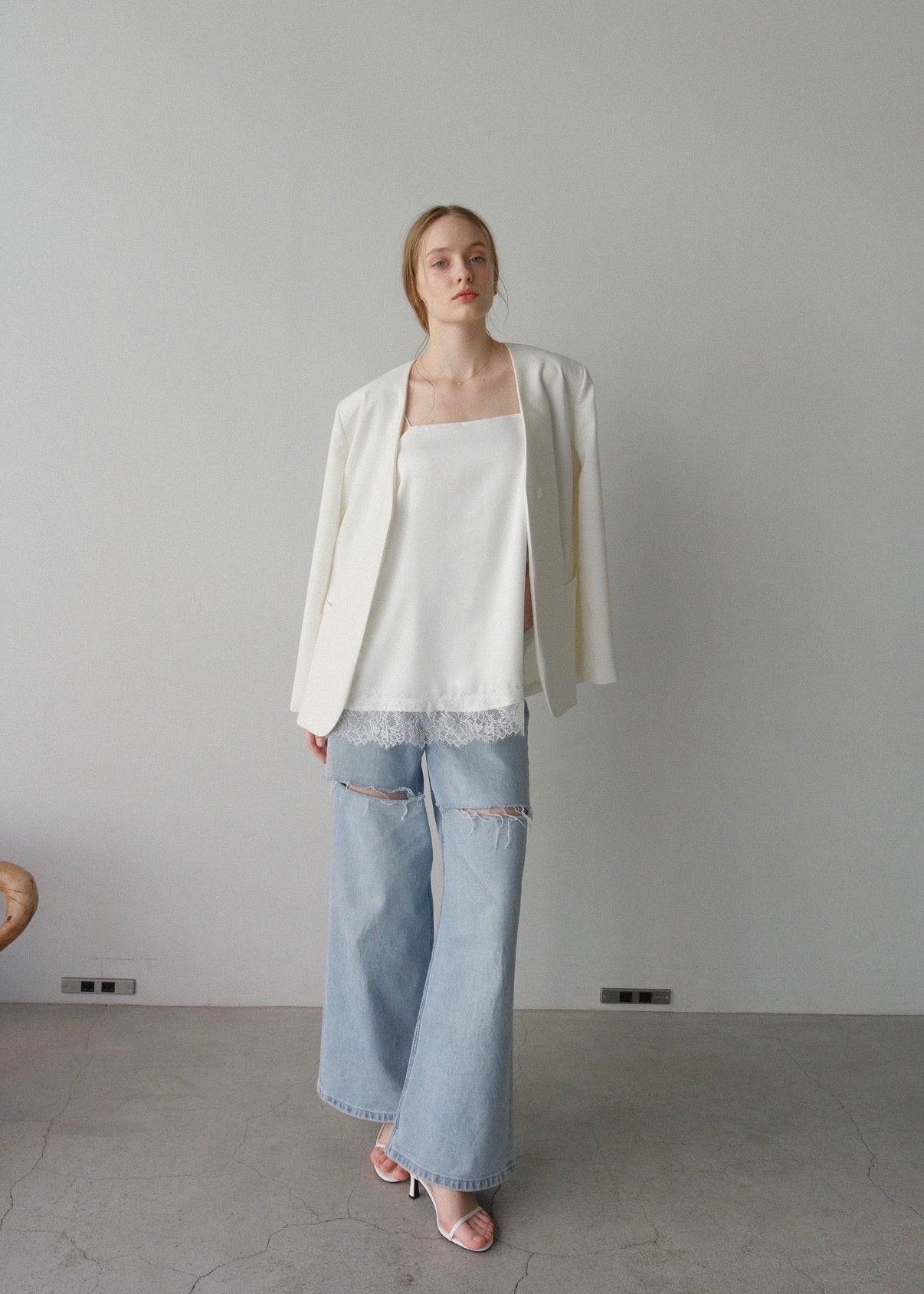 Lady organdy layered jacket / white