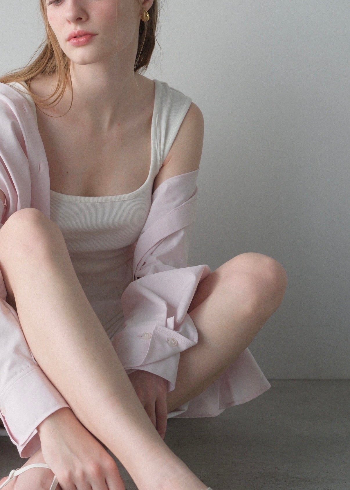 【2nd Pre order】撥水 2way silky over shirt / baby pink