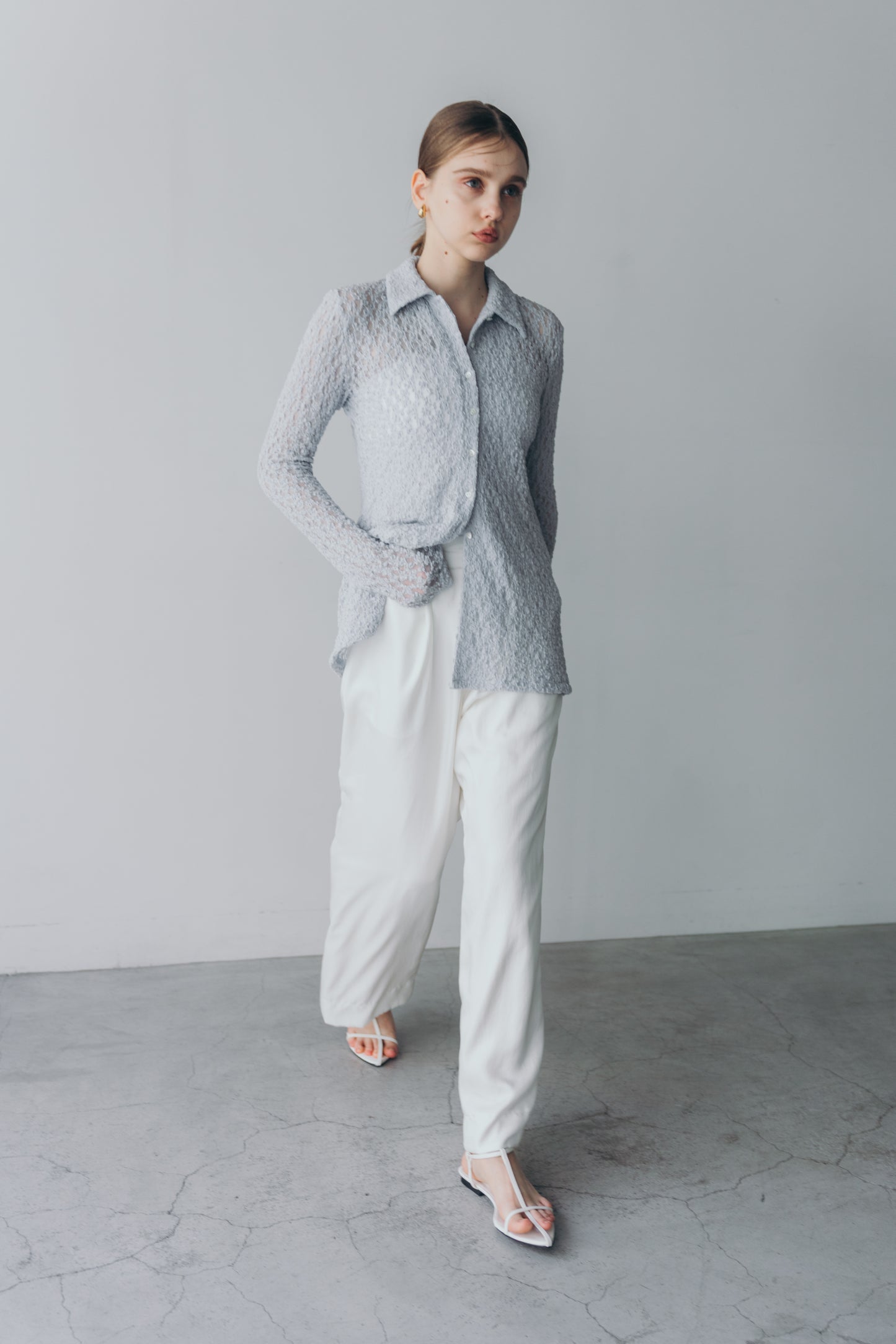 Lady lace shirt - Blue grey
