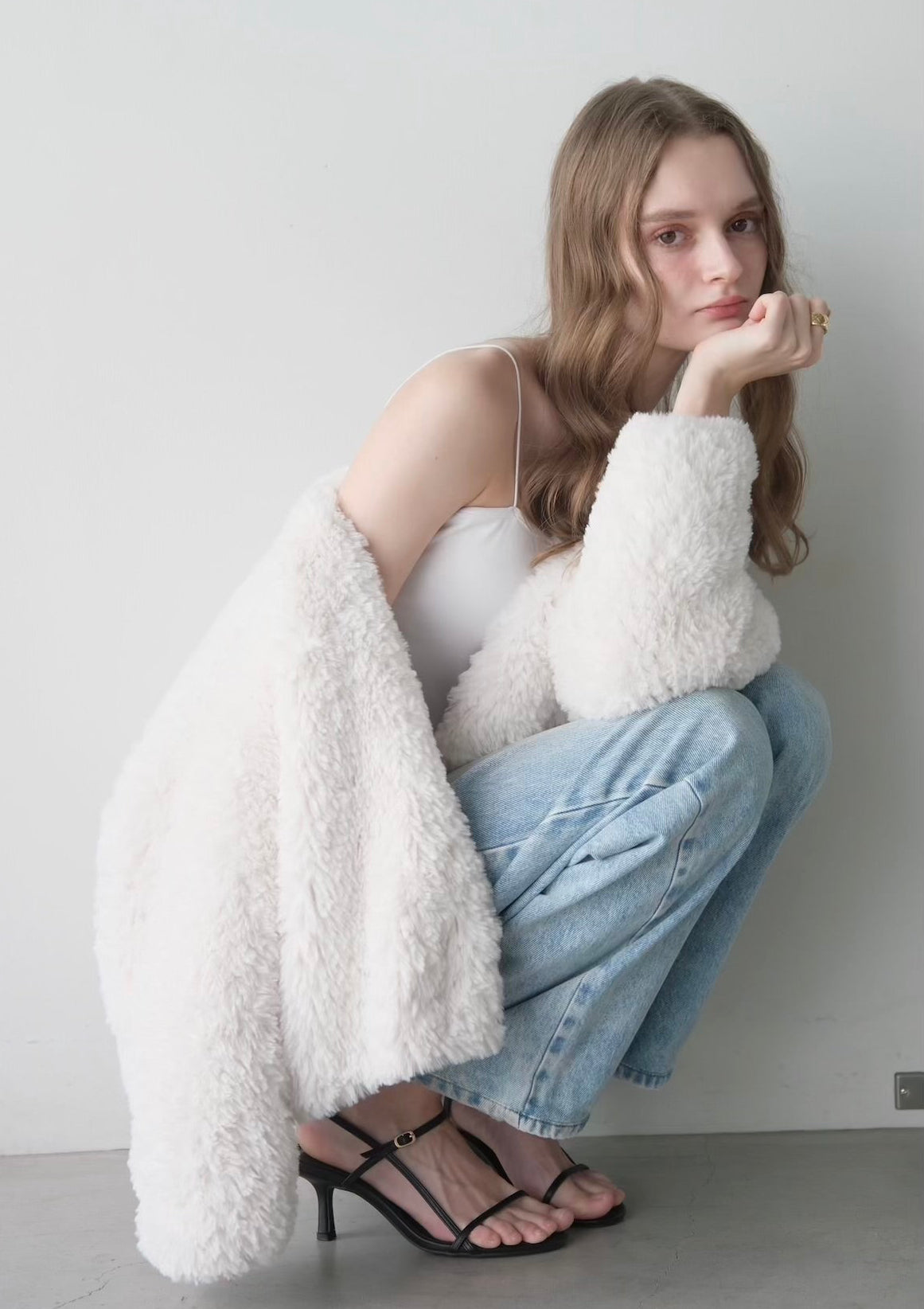 Eco fur knit cardigan