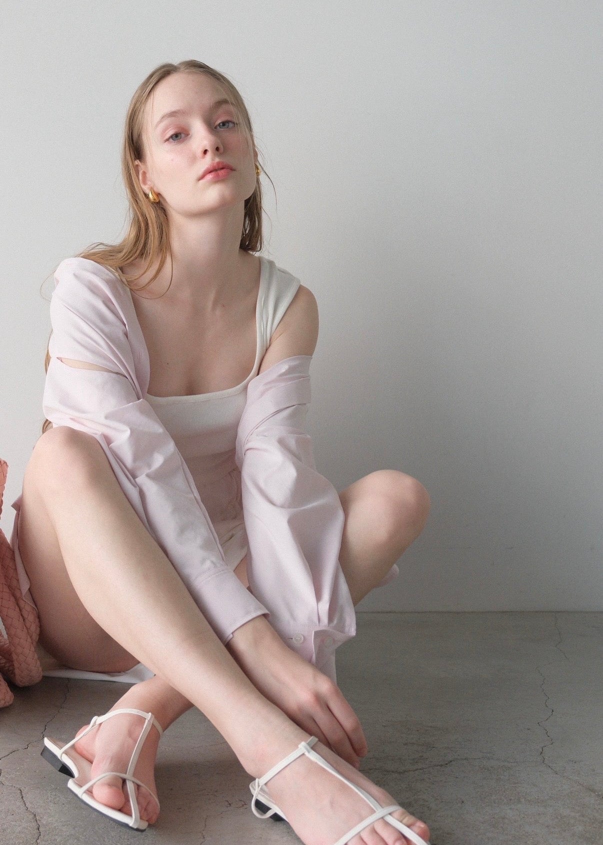 【2nd Pre order】撥水 2way silky over shirt / baby pink