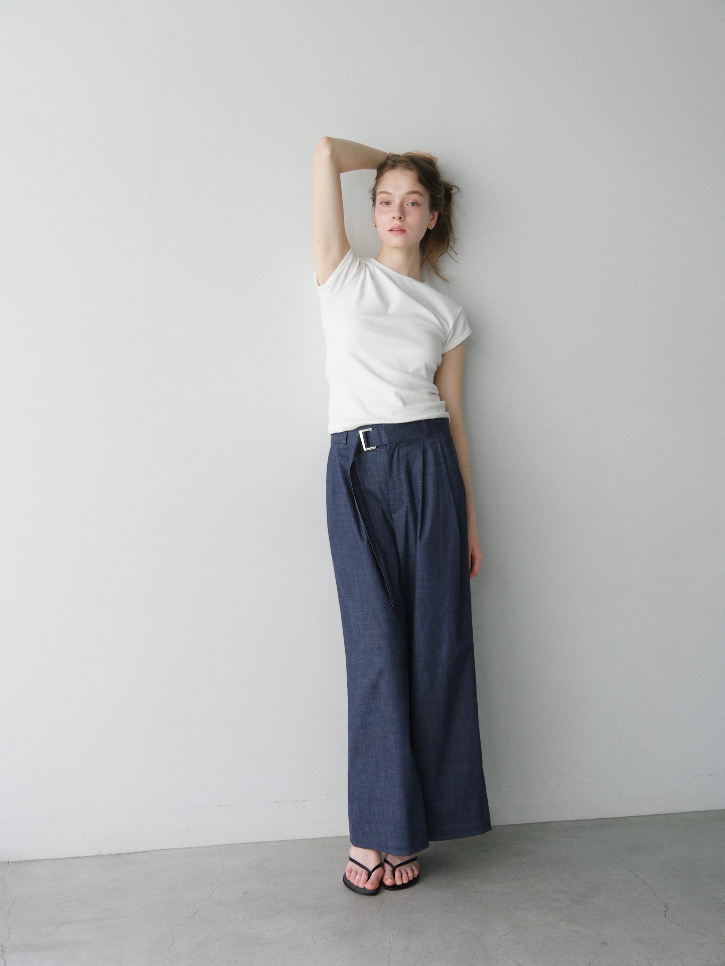 【coming soon】Denim like wide pants
