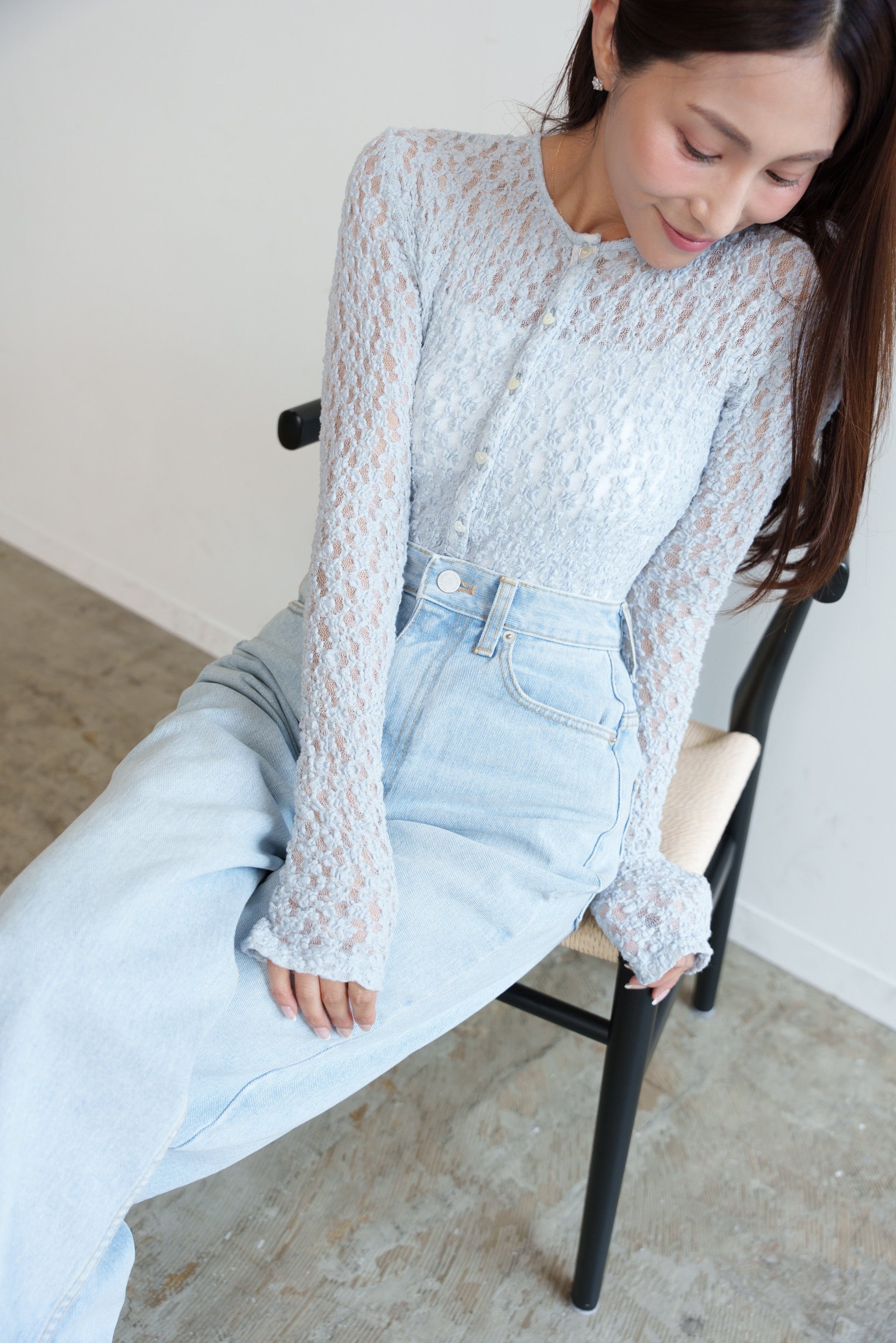 CARLA Lace body suit Bluegray