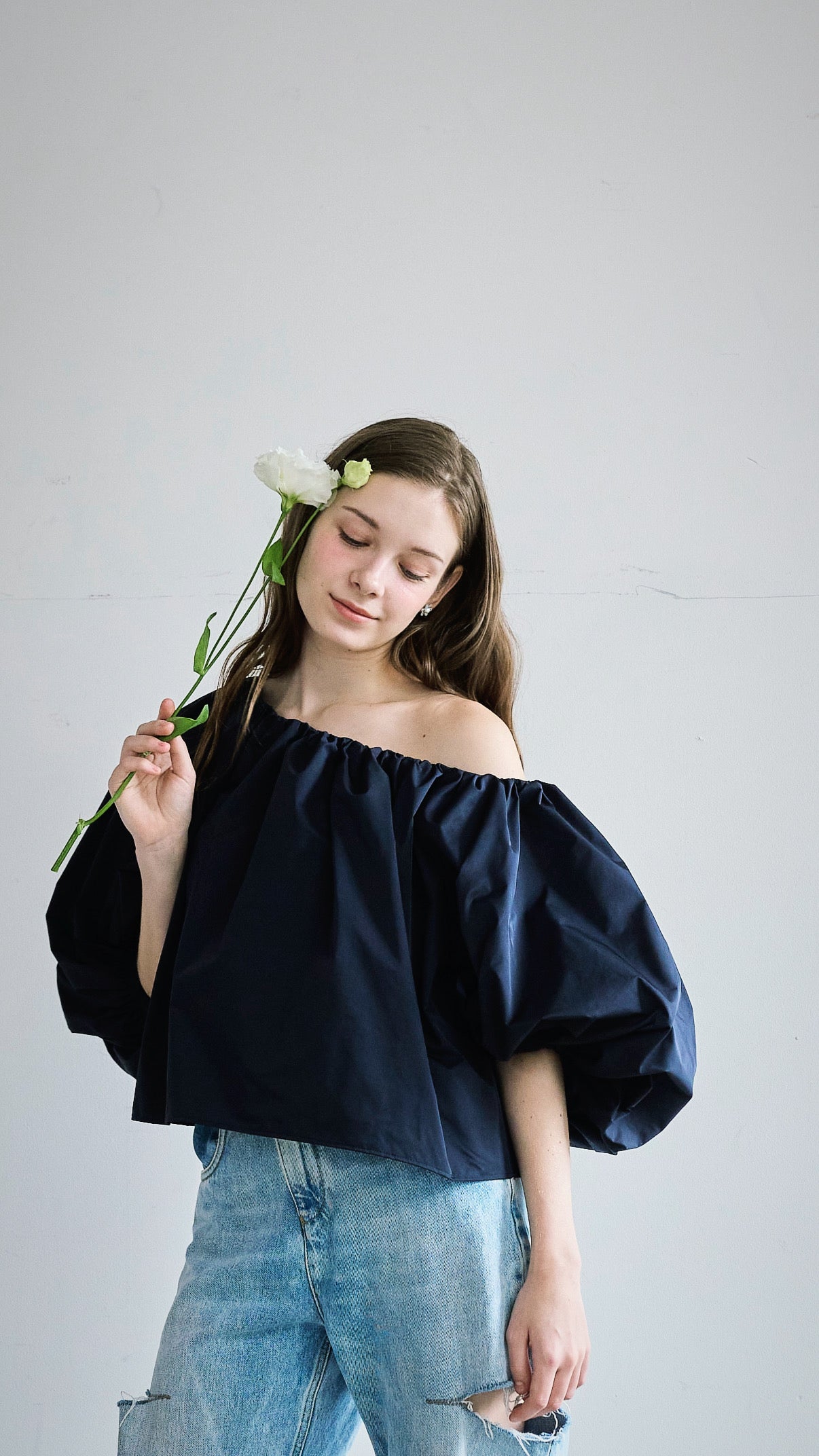 【予約】Otona whip off shoulder(Navy)
