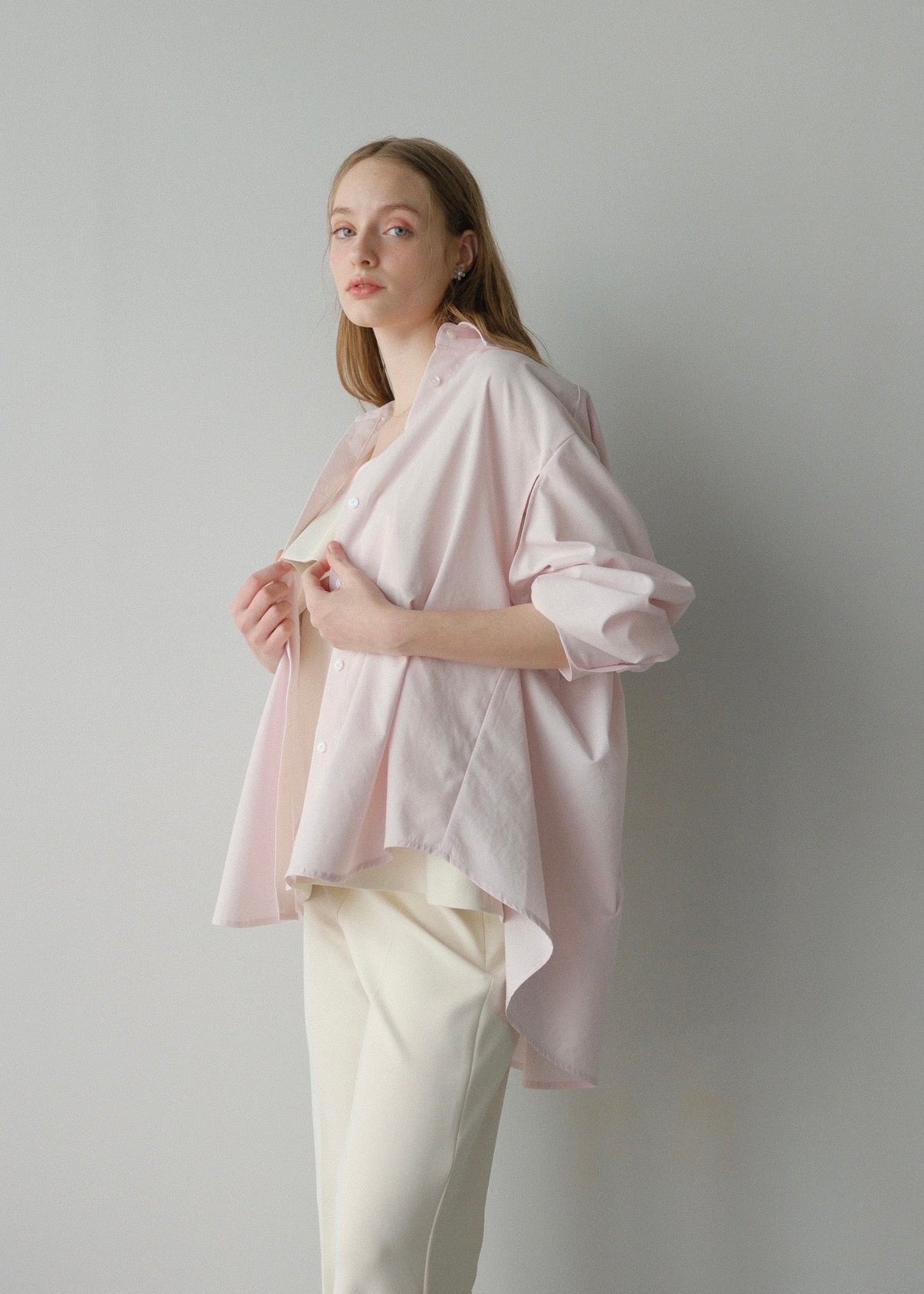 【2nd Pre order】撥水 2way silky over shirt / baby pink
