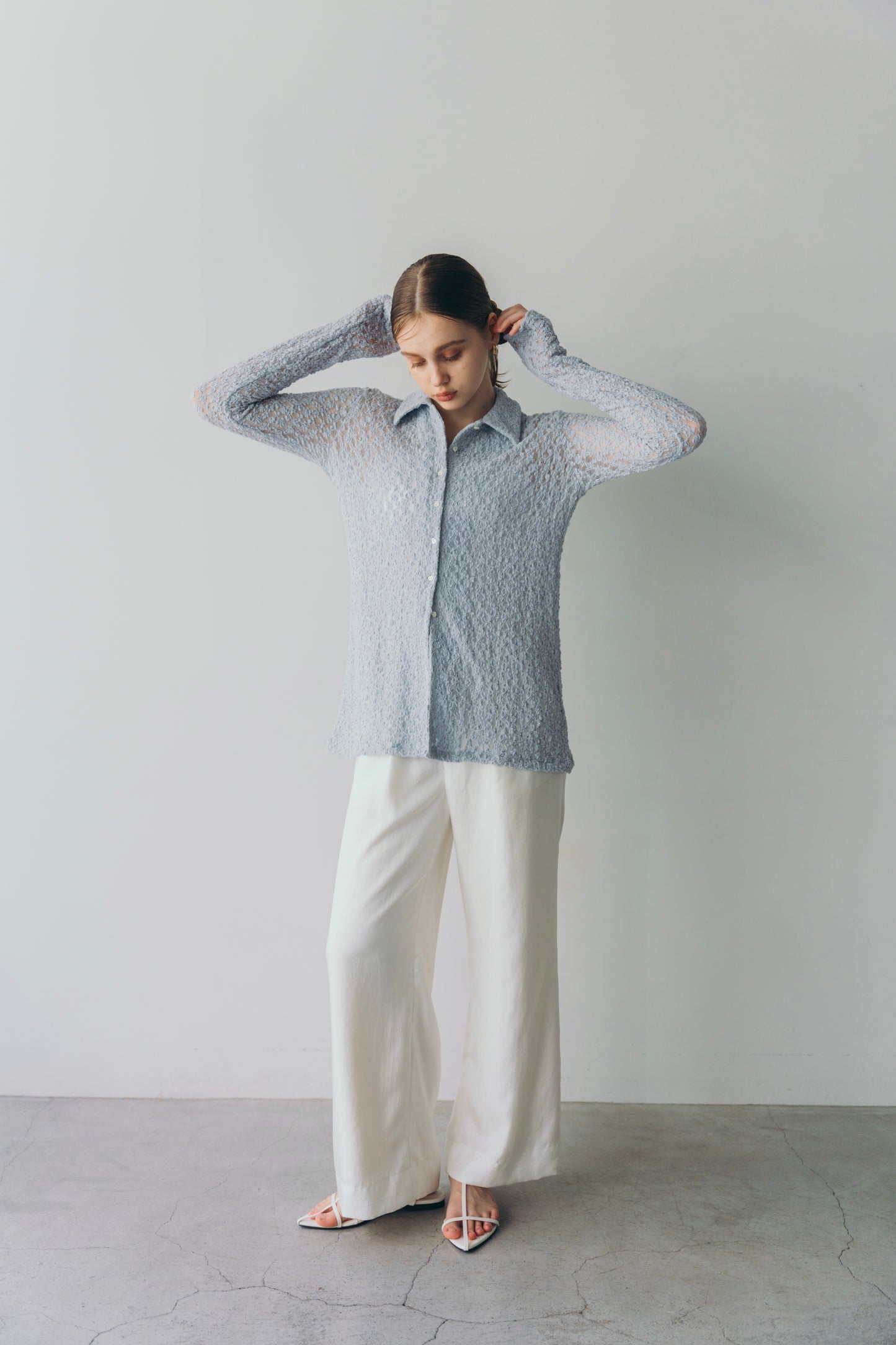 Lady lace shirt - Blue grey