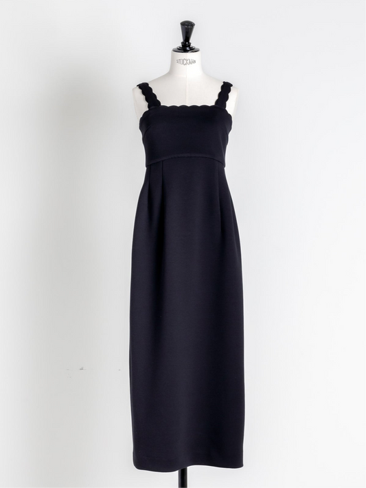 【予約】Lady scallop dress-Black