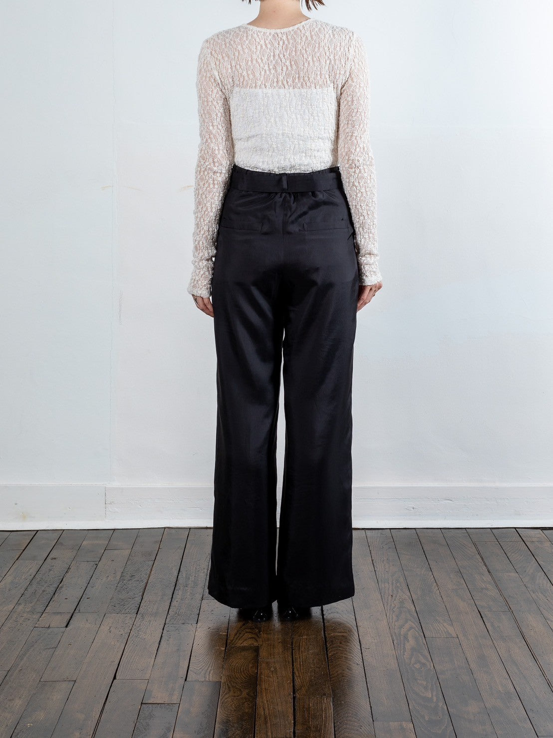 Satin wide pants - Black