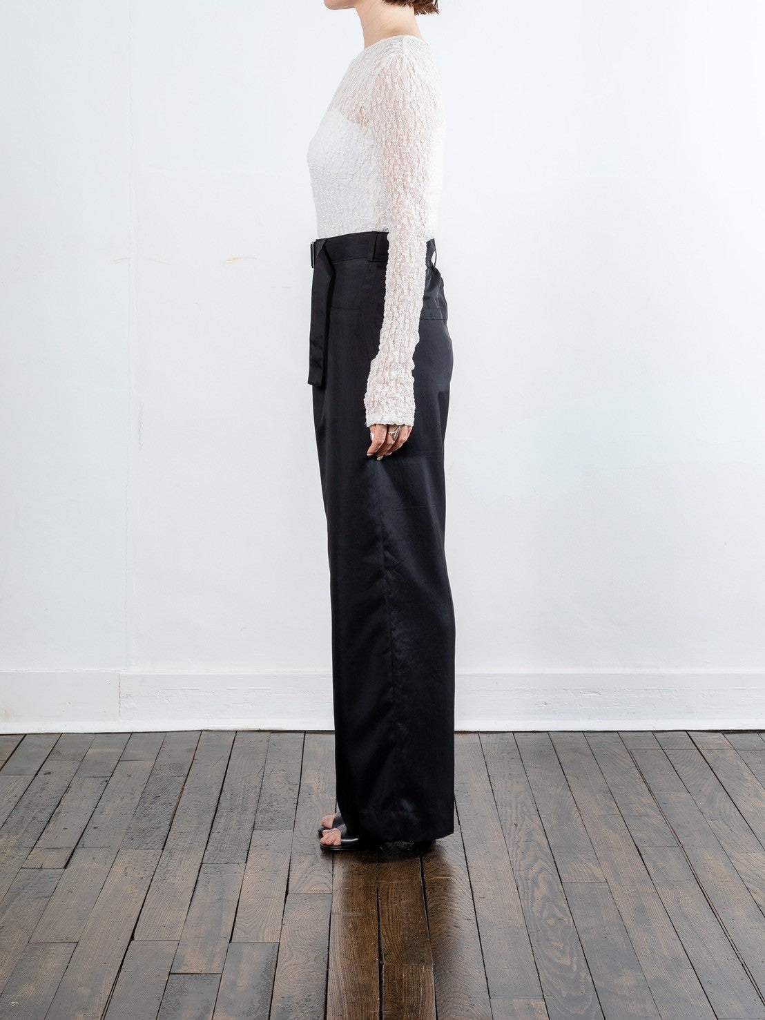 Satin wide pants - Black