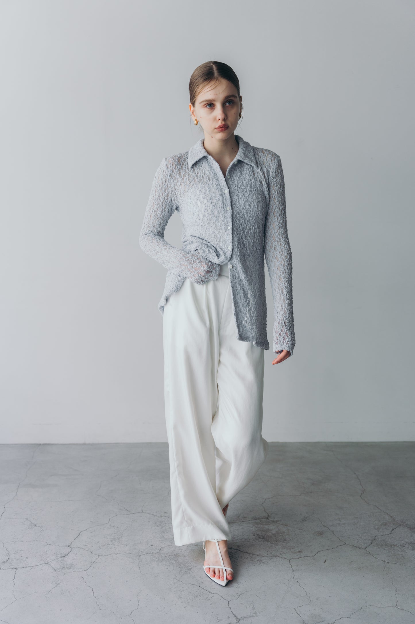 Lady lace shirt - Blue grey