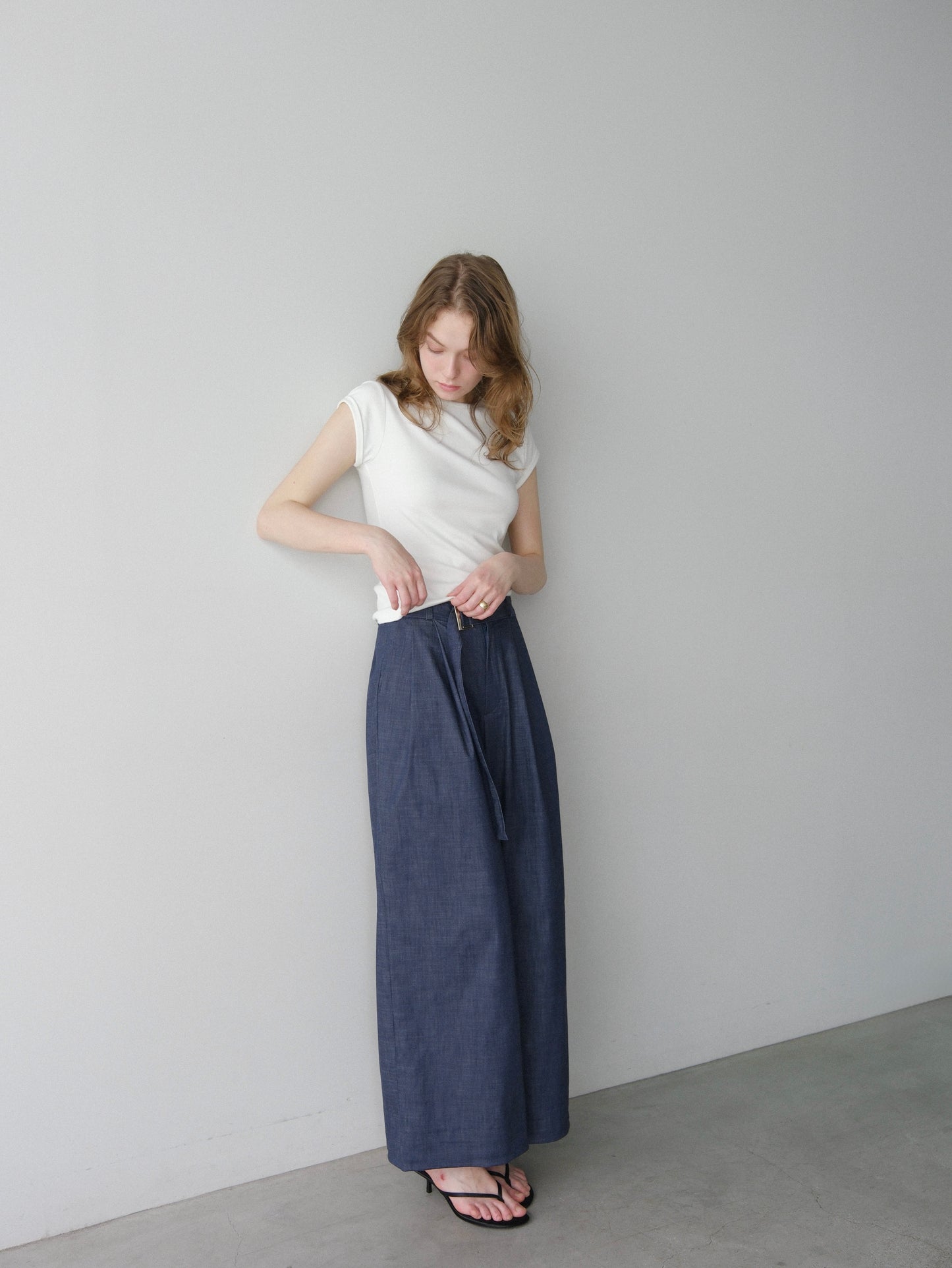 【coming soon】Denim like wide pants