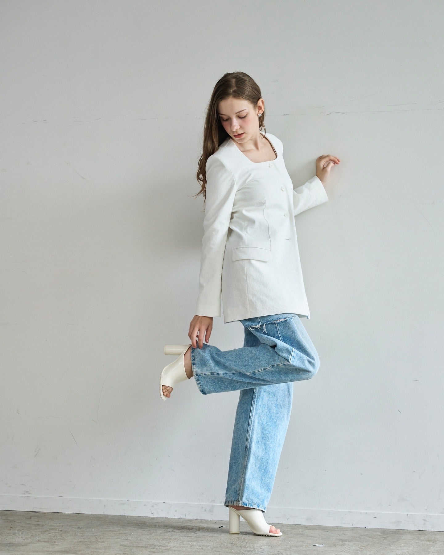 【即納】Lady handsome jacket（White）