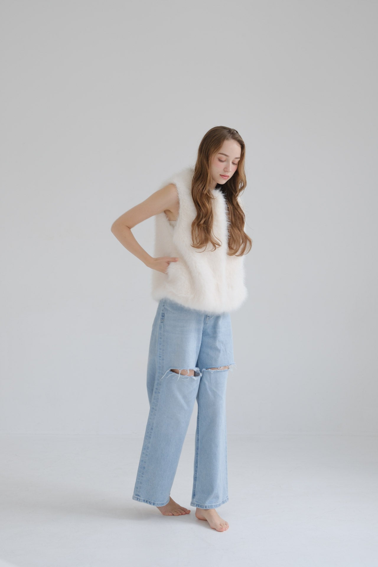 Eco fur vest /white