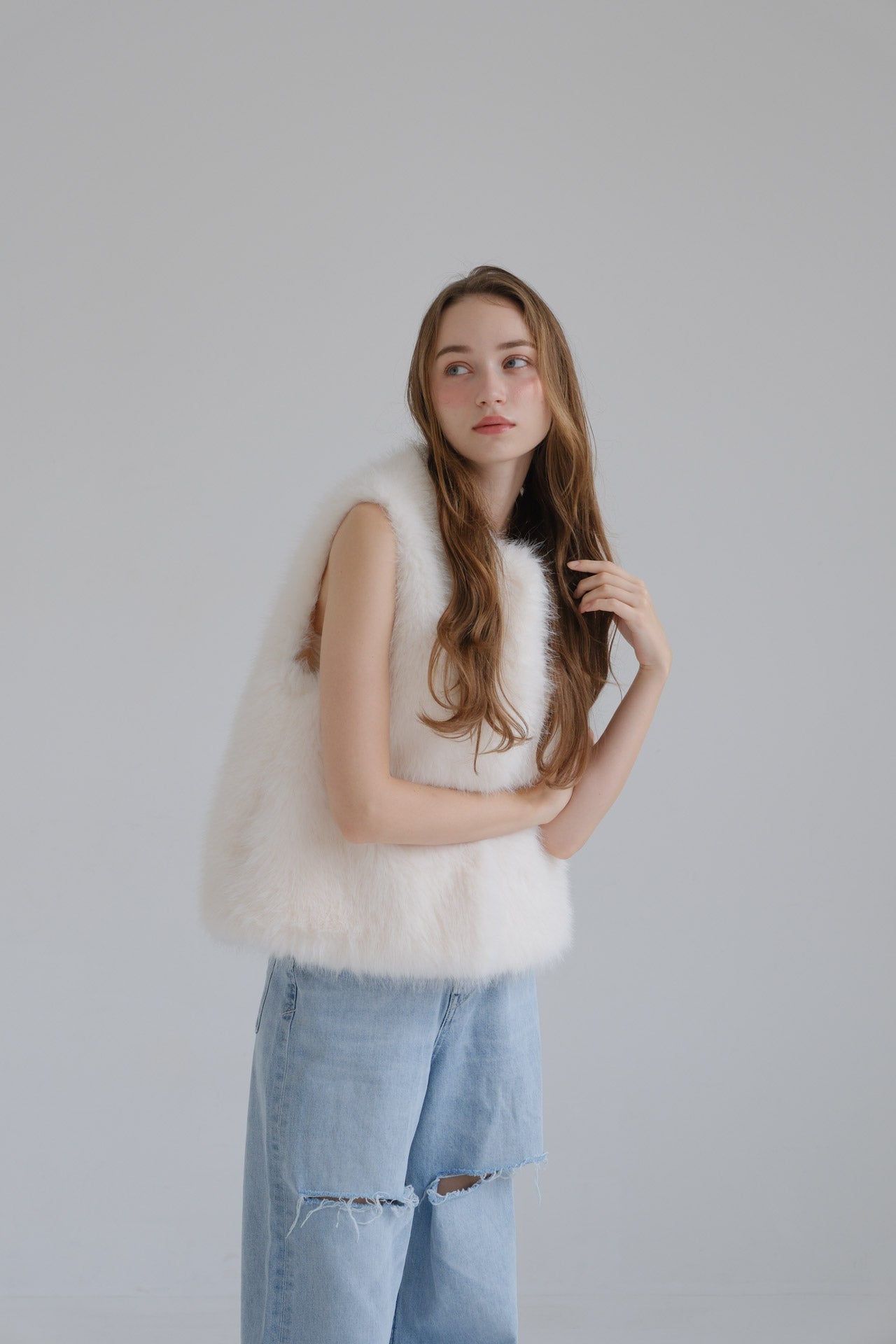 Eco fur vest /white