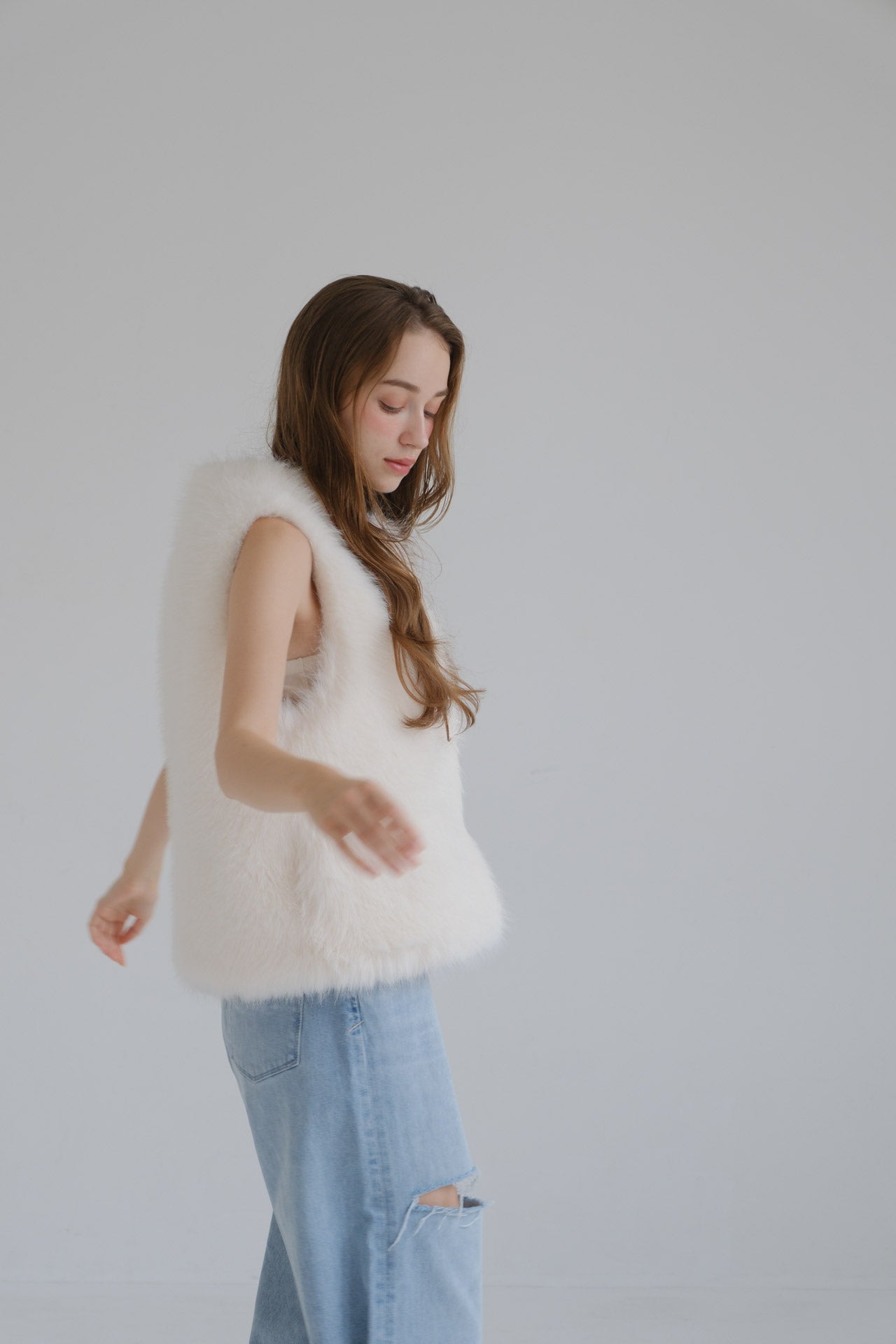 Eco fur vest /white