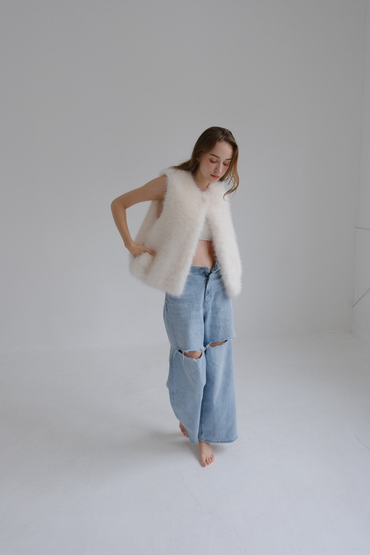 Eco fur vest /white