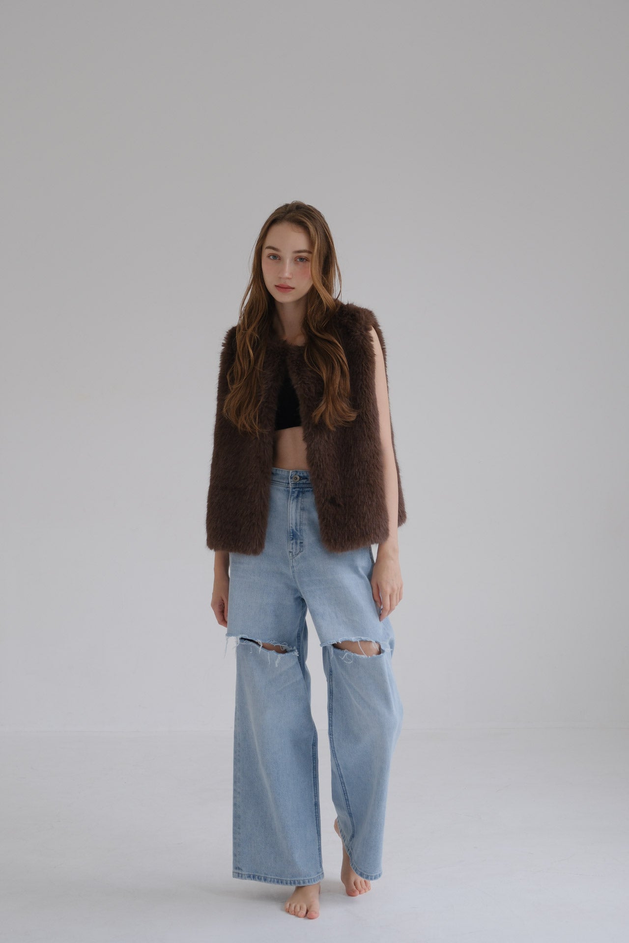 Eco fur vest / brown – CARLA