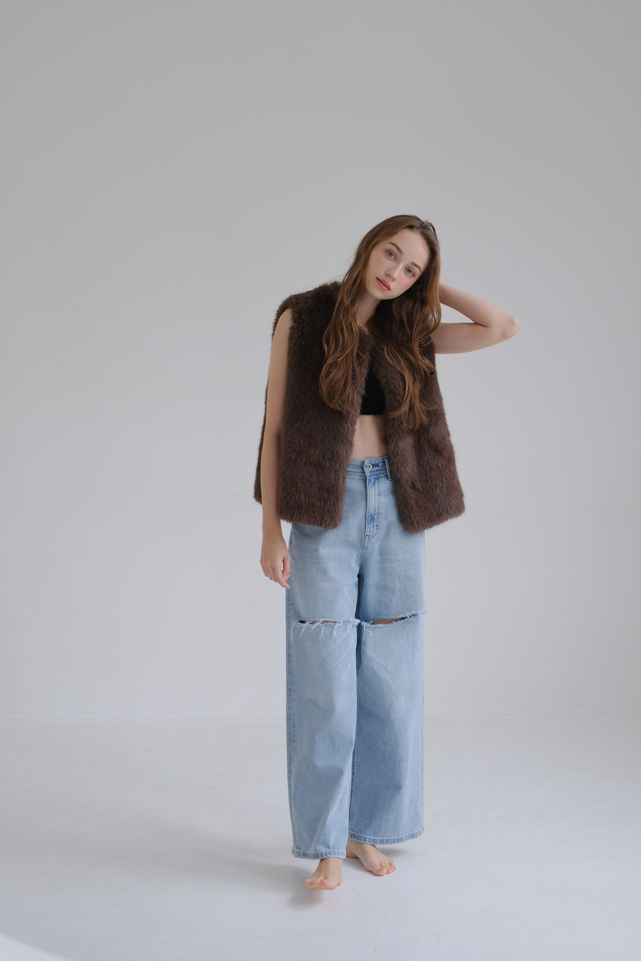 Eco fur vest / brown – CARLA