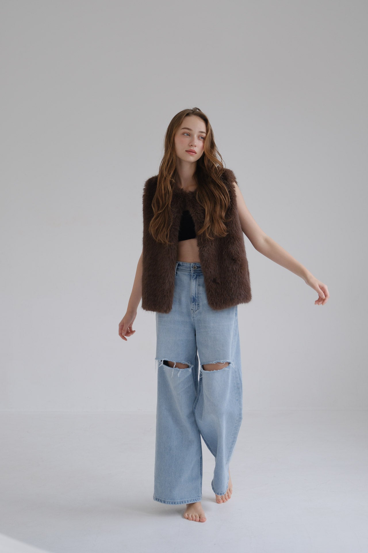 Eco fur vest / brown – CARLA