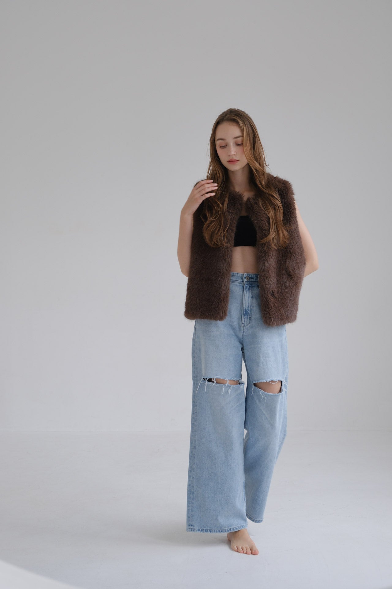 Eco fur vest / brown