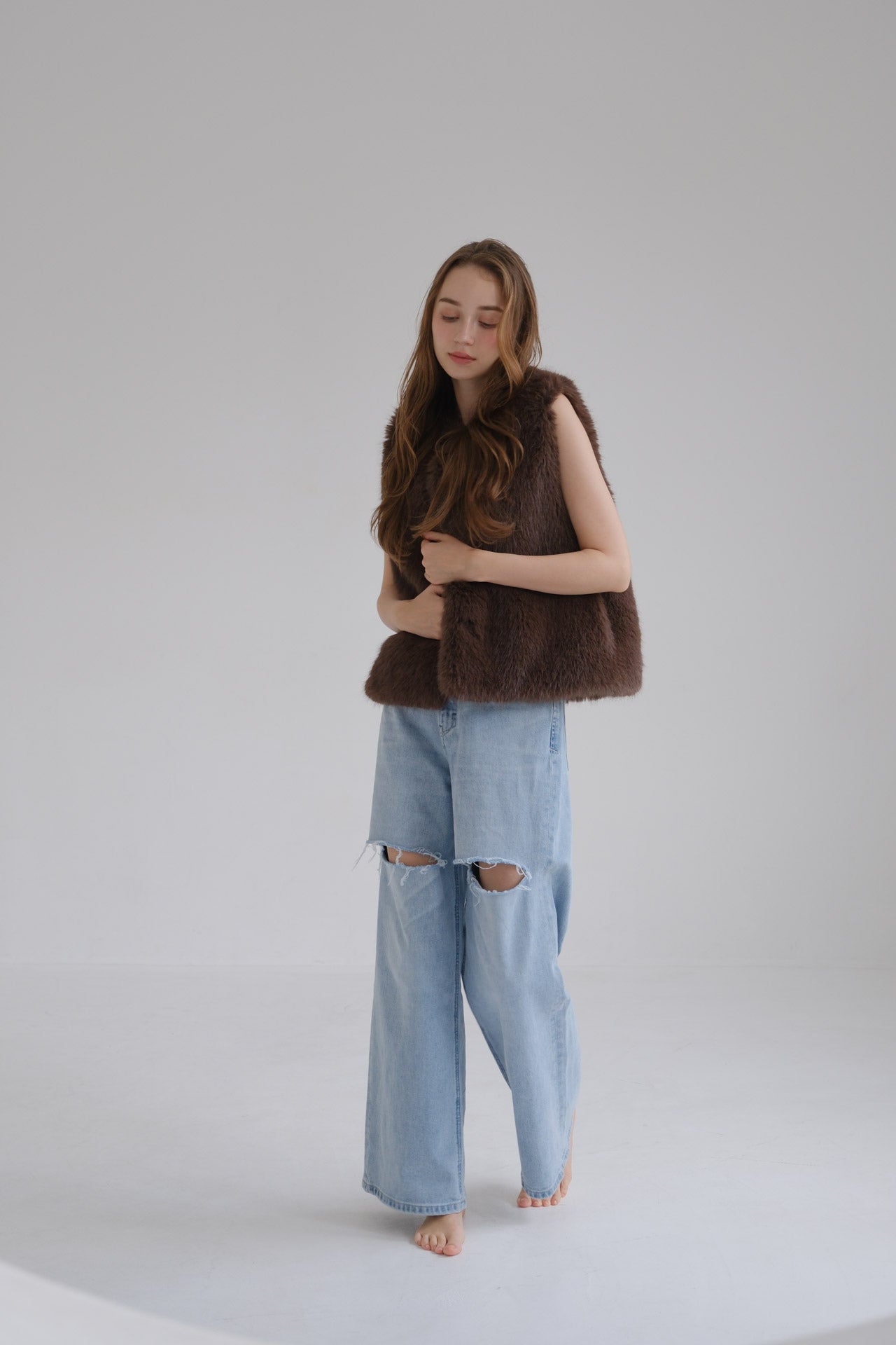 Eco fur vest / brown