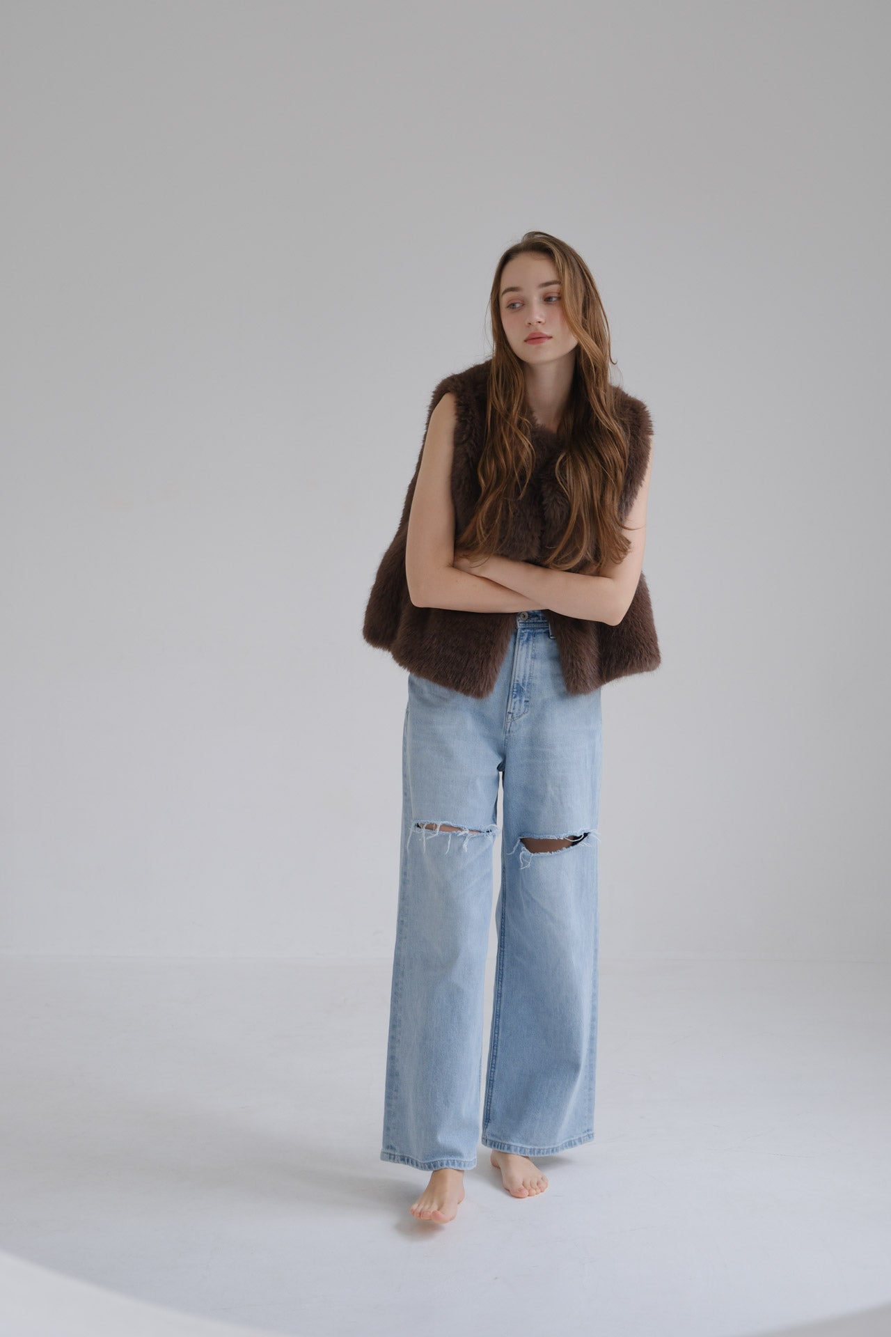 Eco fur vest / brown