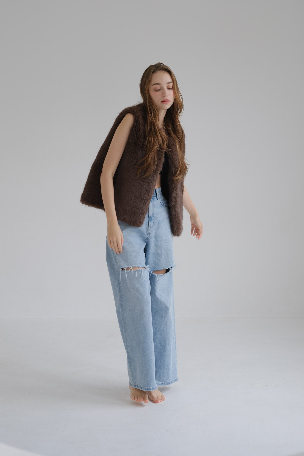 Eco fur vest / brown