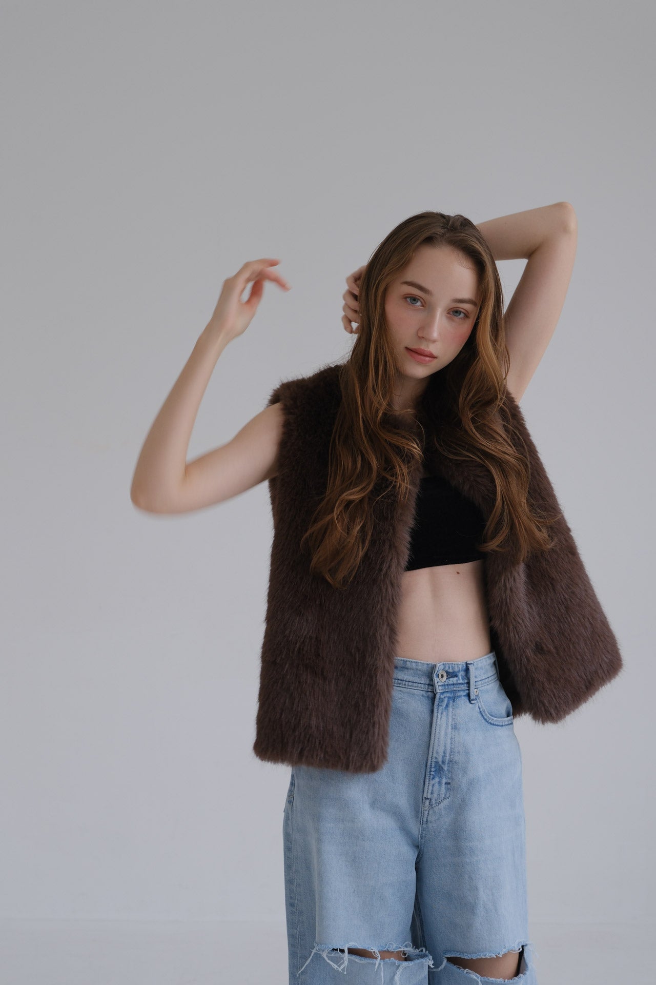 Eco fur vest / brown