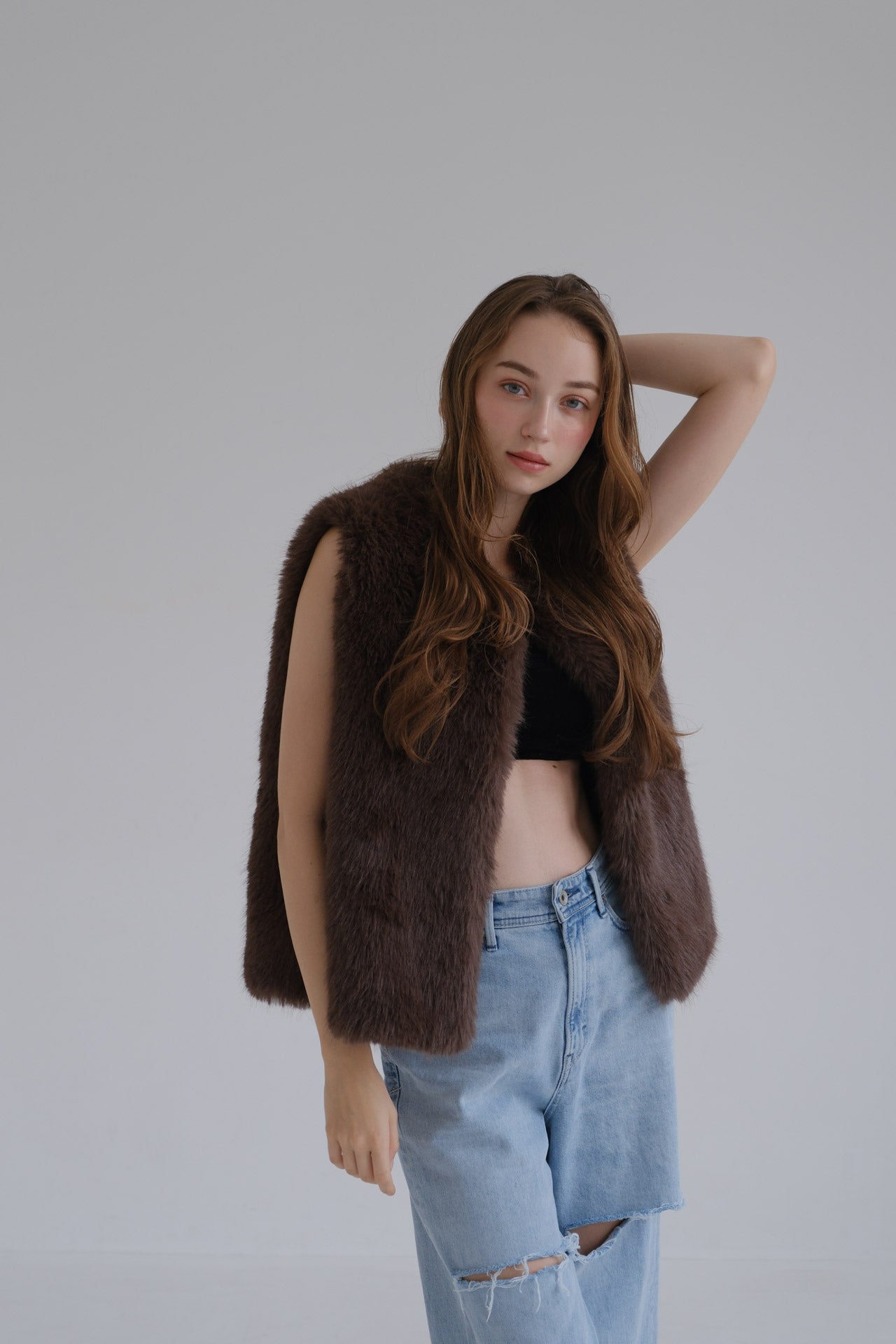 Eco fur vest / brown