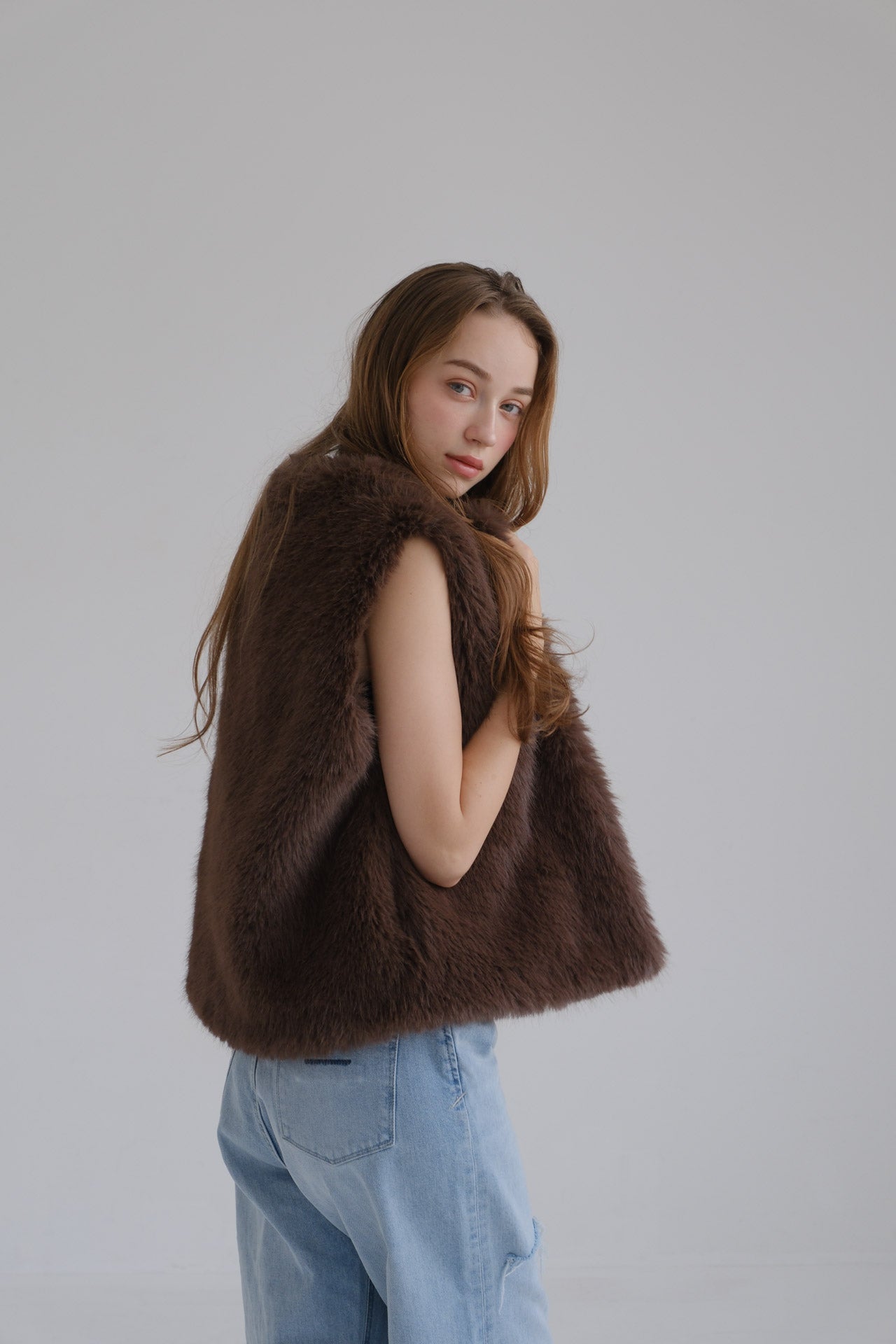 Eco fur vest / brown