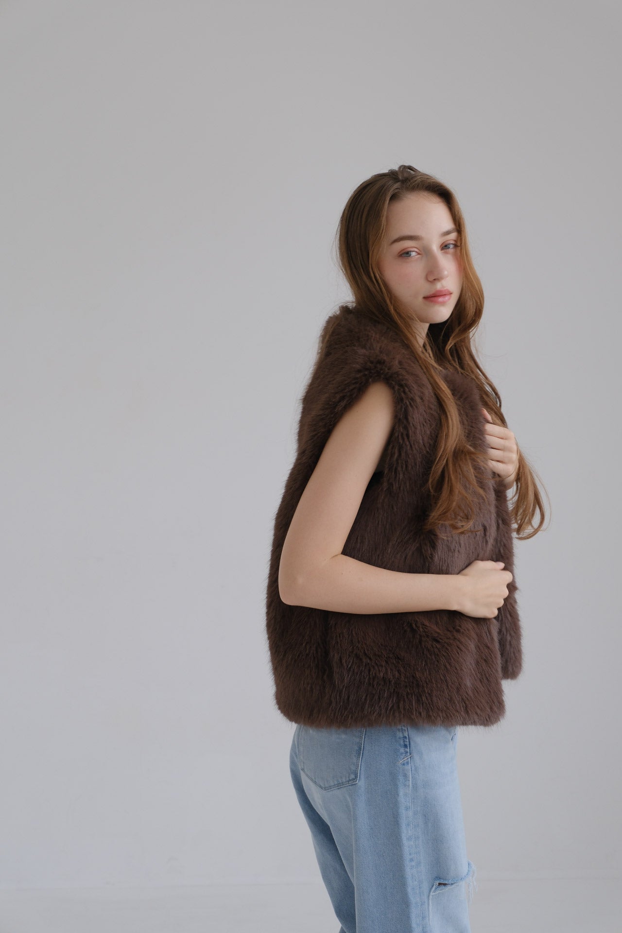 Eco fur vest / brown