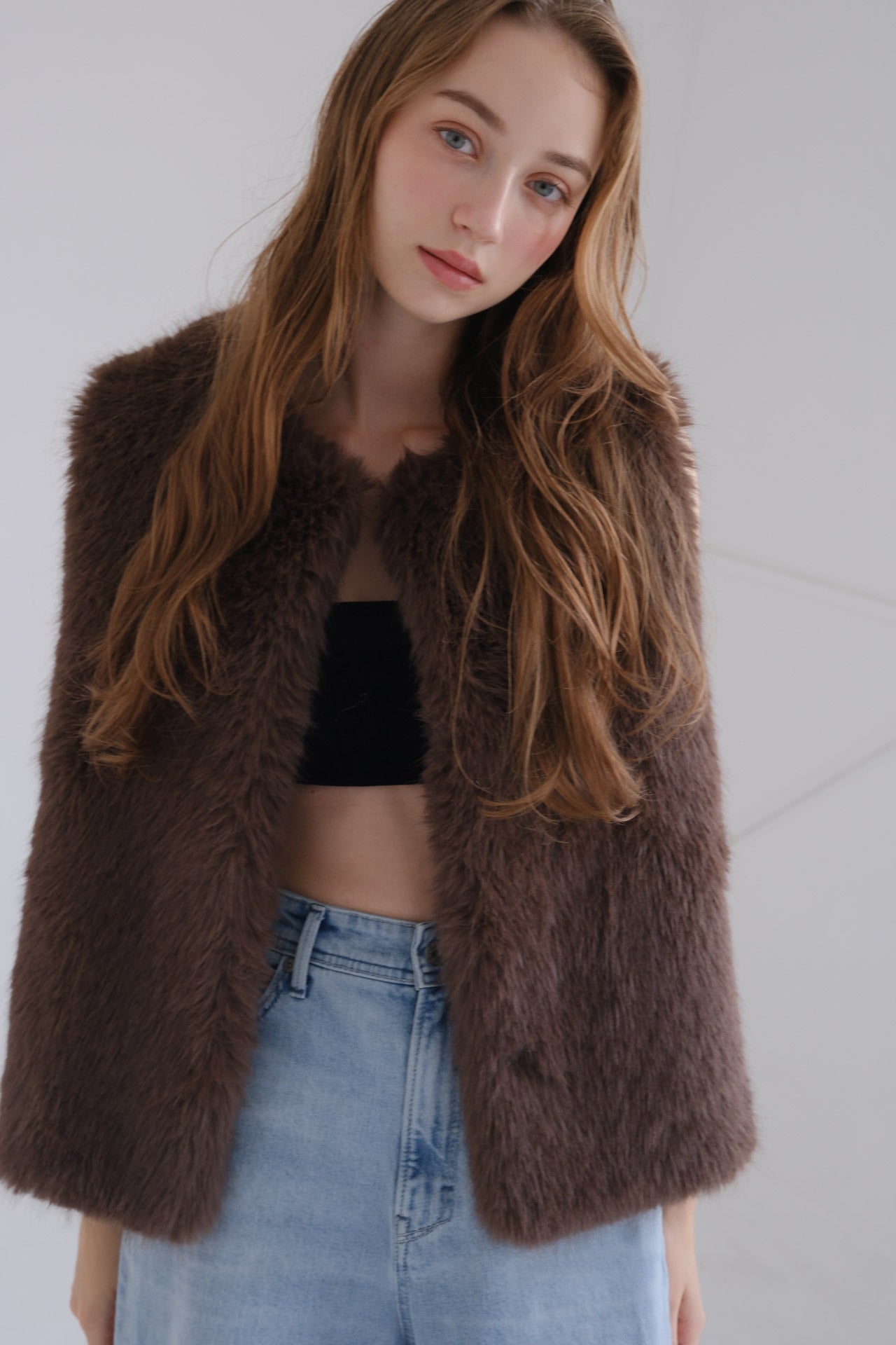 Eco fur vest / brown