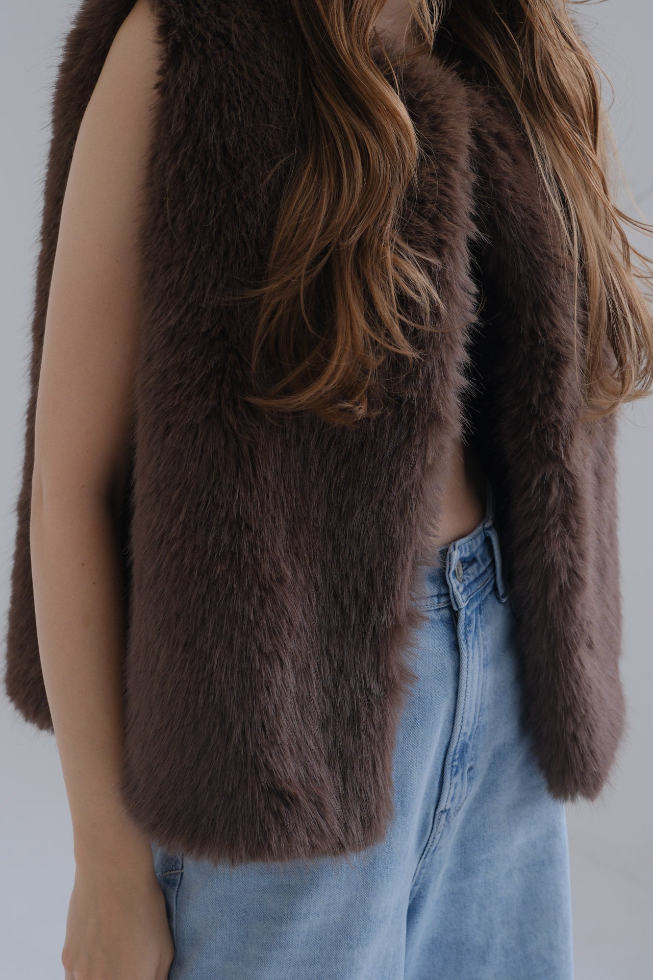 Eco fur vest / brown