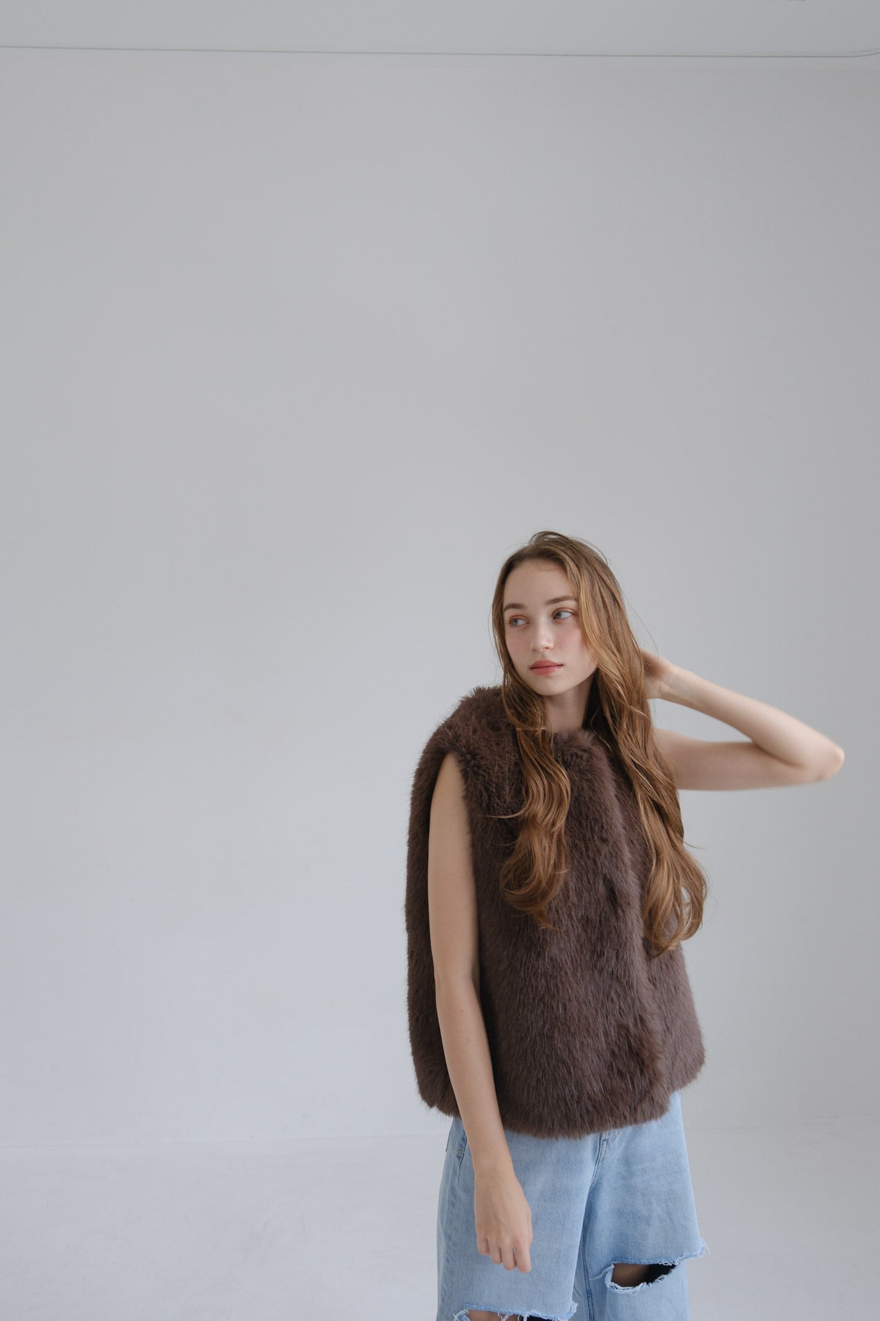 Eco fur vest / brown