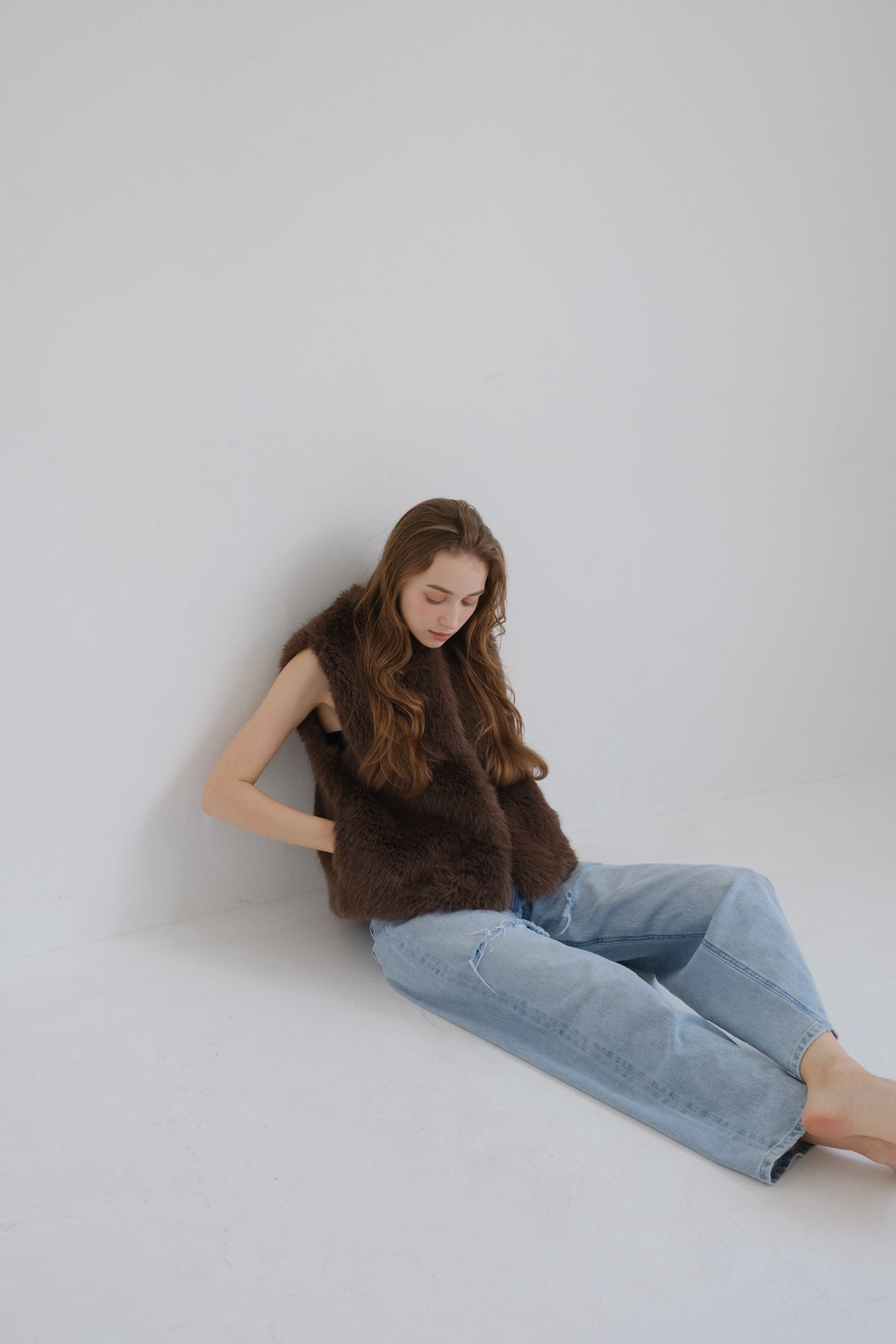 Eco fur vest / brown