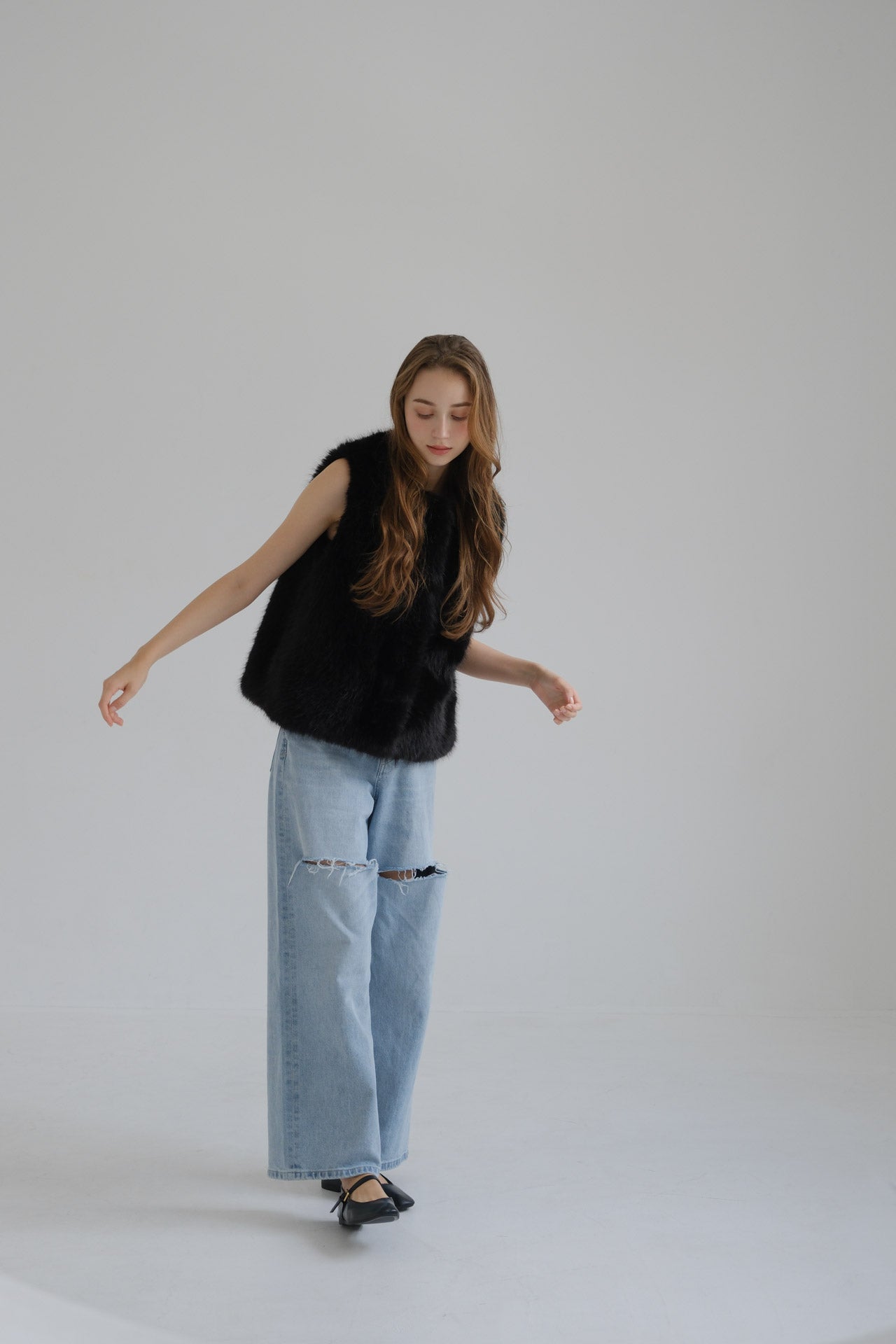 Eco fur vest / black