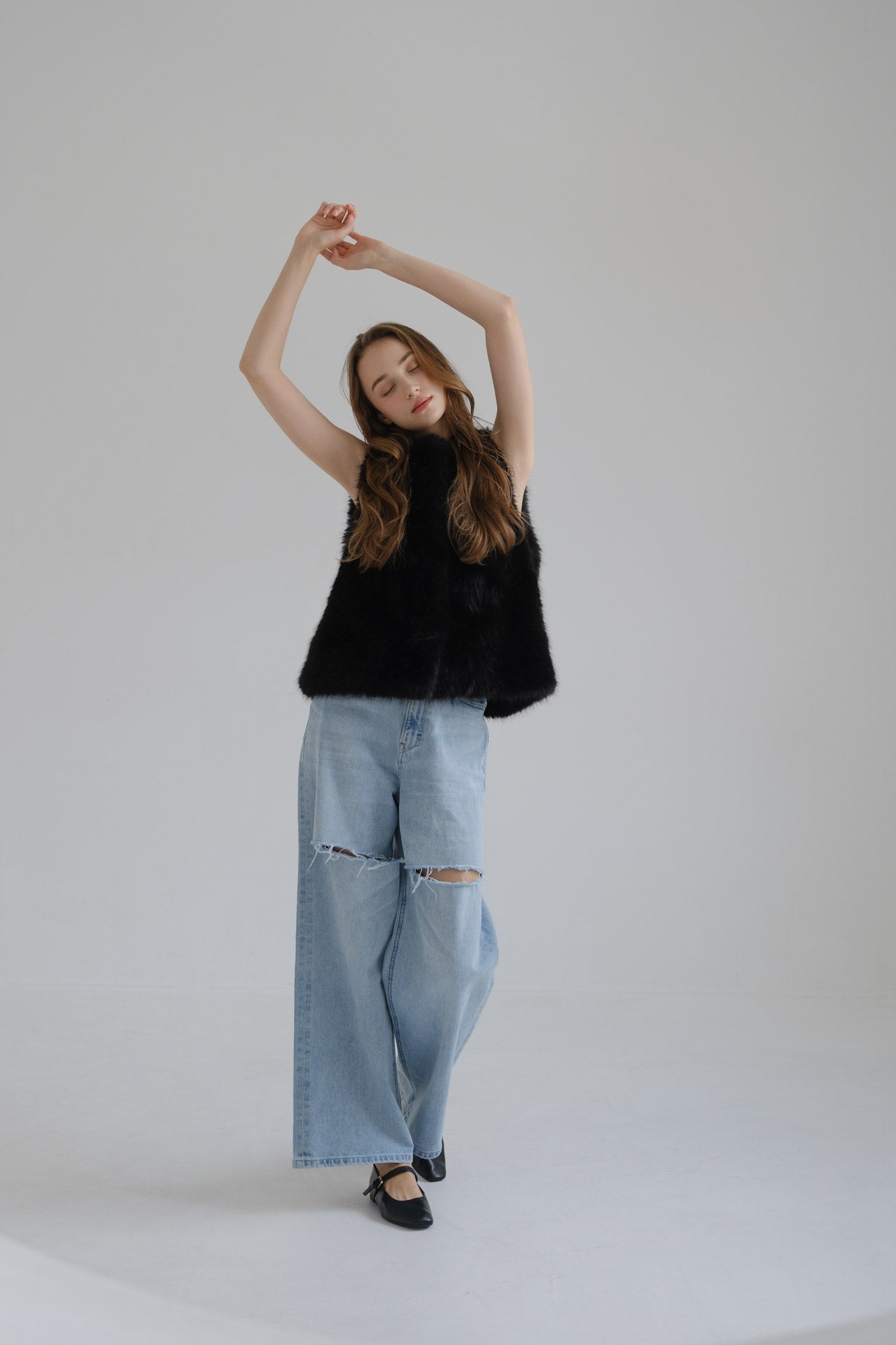 Eco fur vest / black