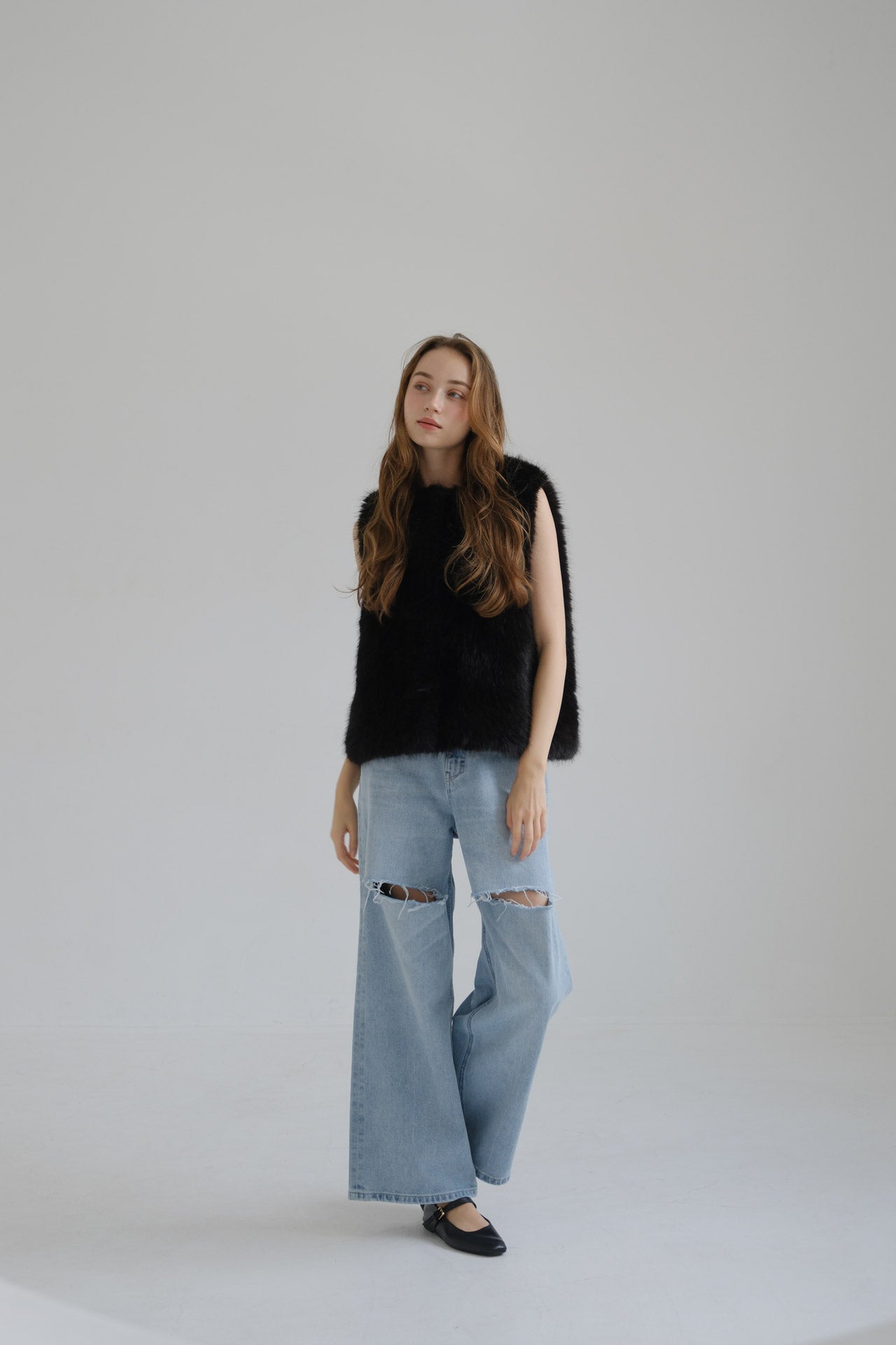 Eco fur vest / black