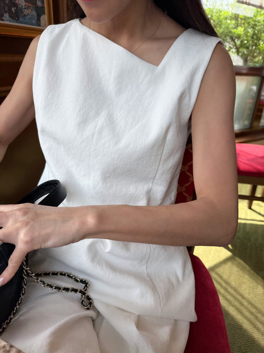 Lady linen like tops（White）