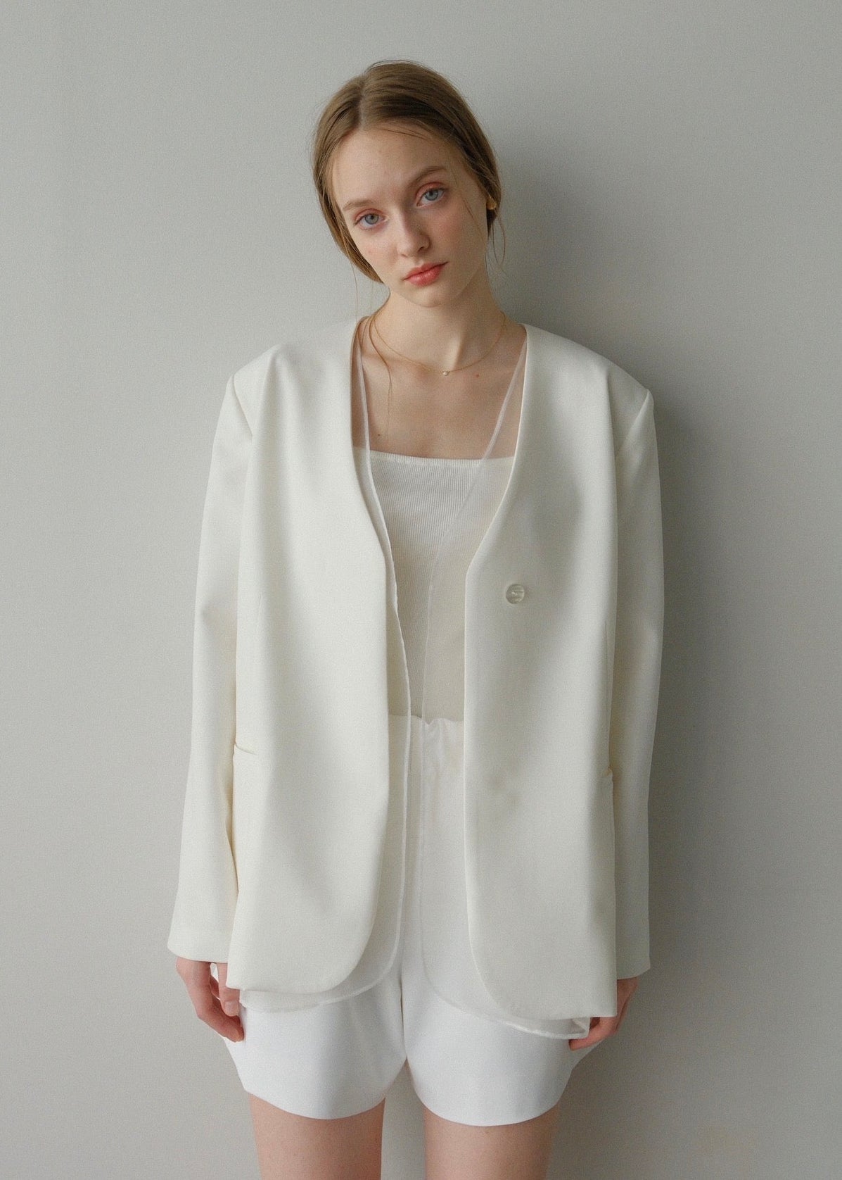Lady organdy layered jacket / white