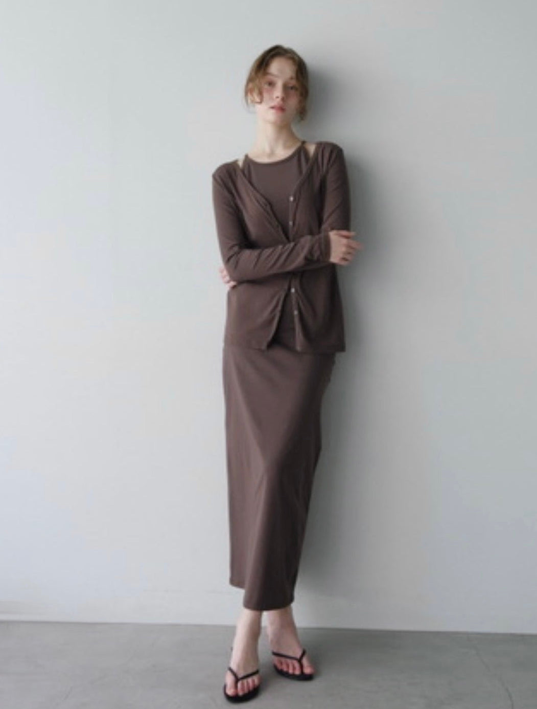 【coming soon】Lady cutsew 3piece -Brown