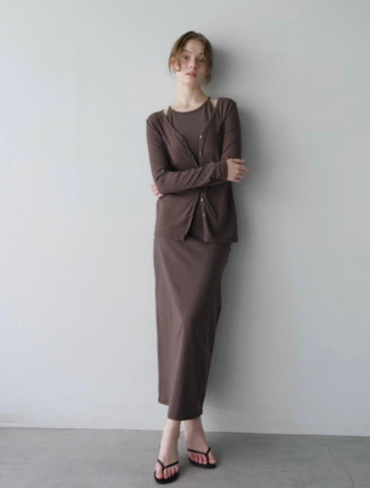 【coming soon】Lady cutsew 3piece -Brown